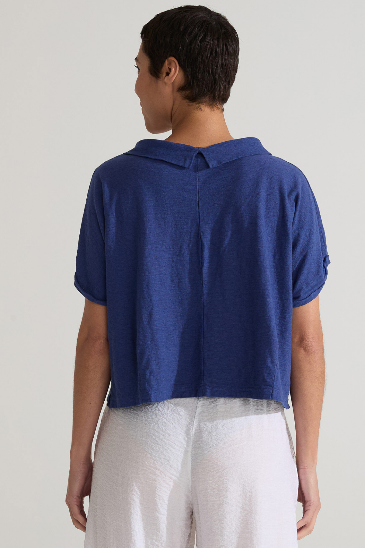 Cut Loose Linen Cotton Roll Sleeve Cowl Top Summer 2025- Special Order