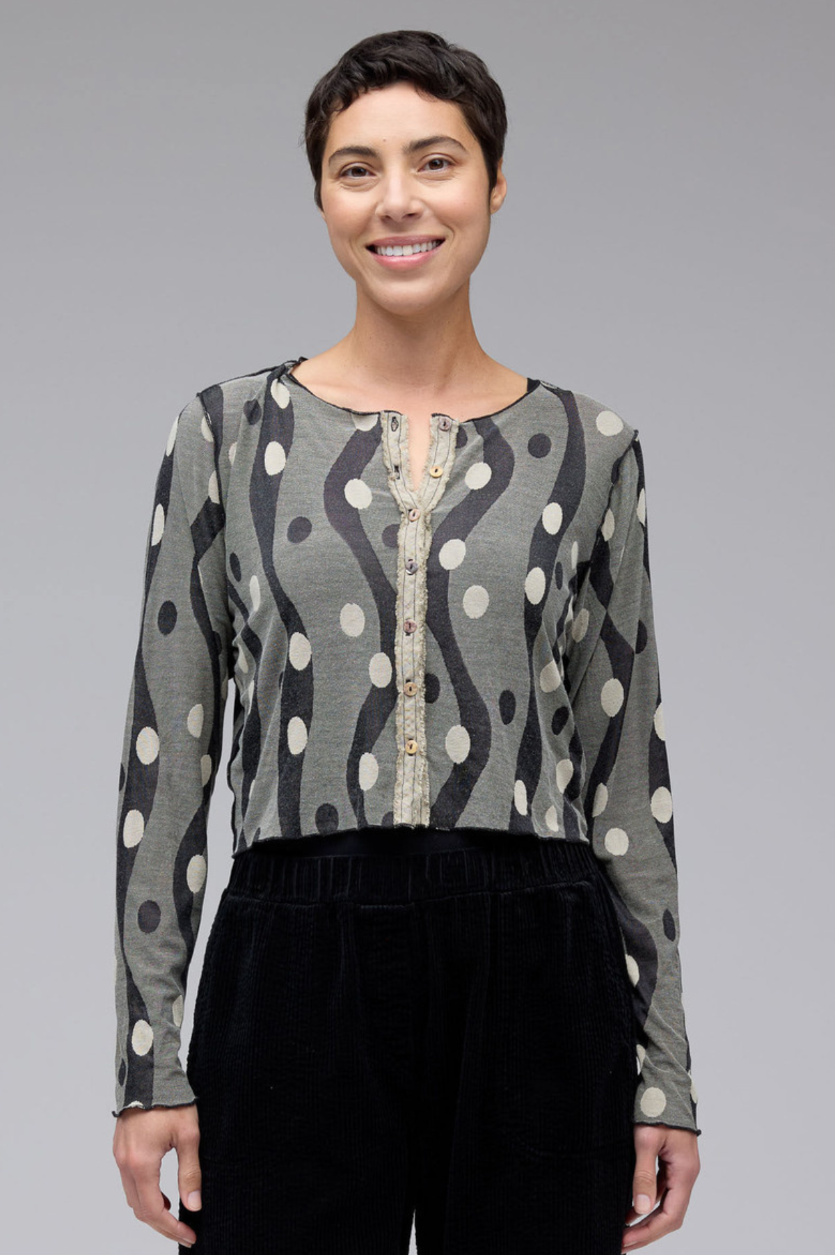 Cut Loose Dot Jacquard Button Cropped Cardigan Fall 2025-Special Order