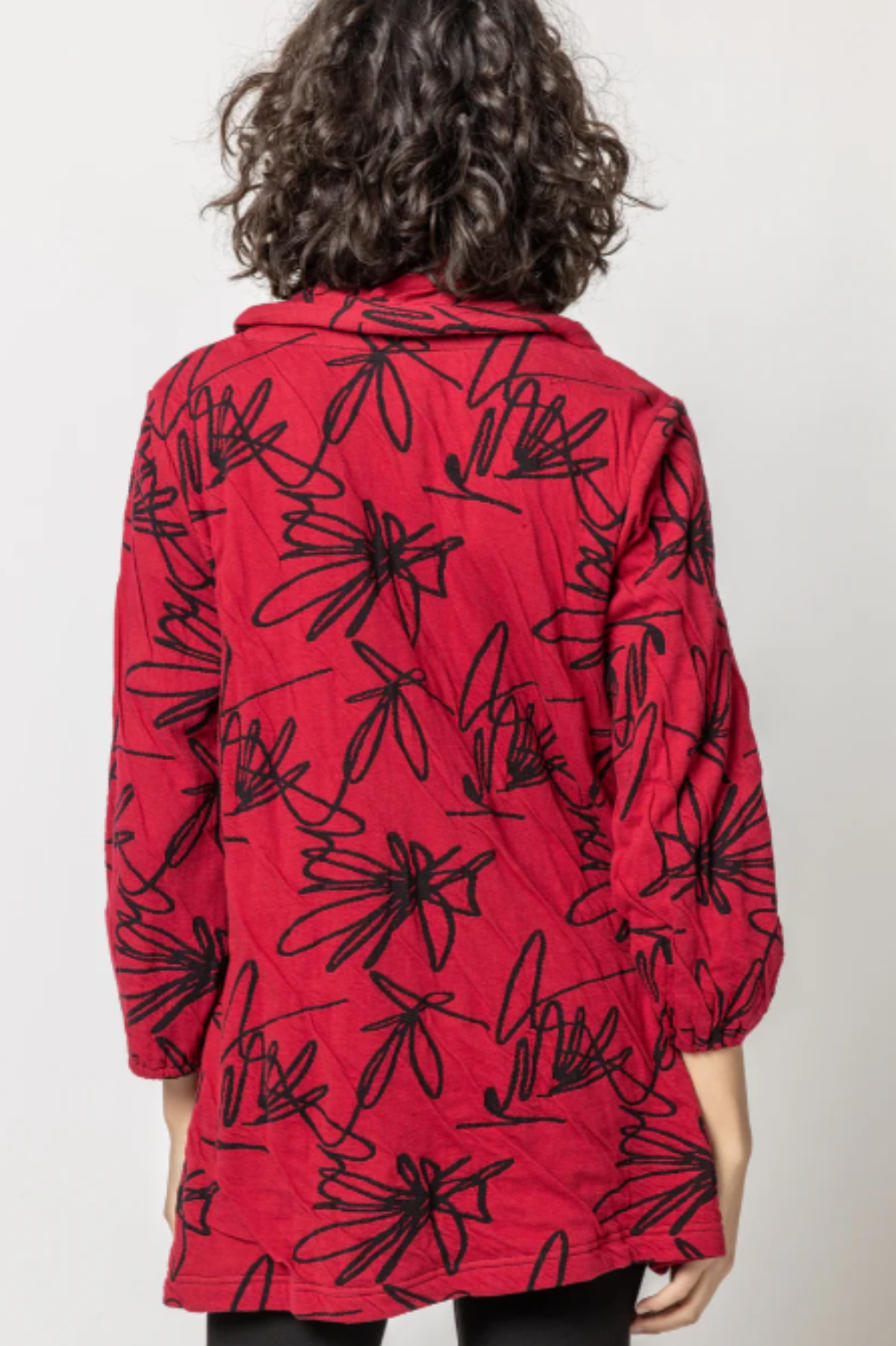 Komil Scribble Weave Tunic w/ Scarf- Cherry