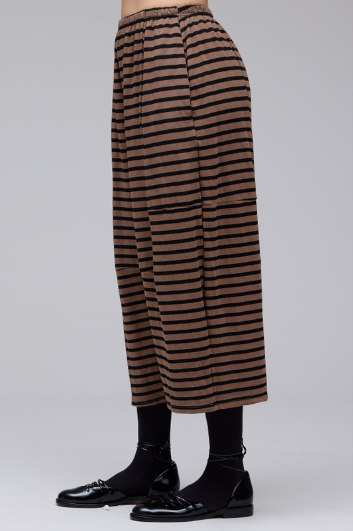 Cut Loose Black Stripe Fleece Balloon Crop Pant Fall 2025-Special Order