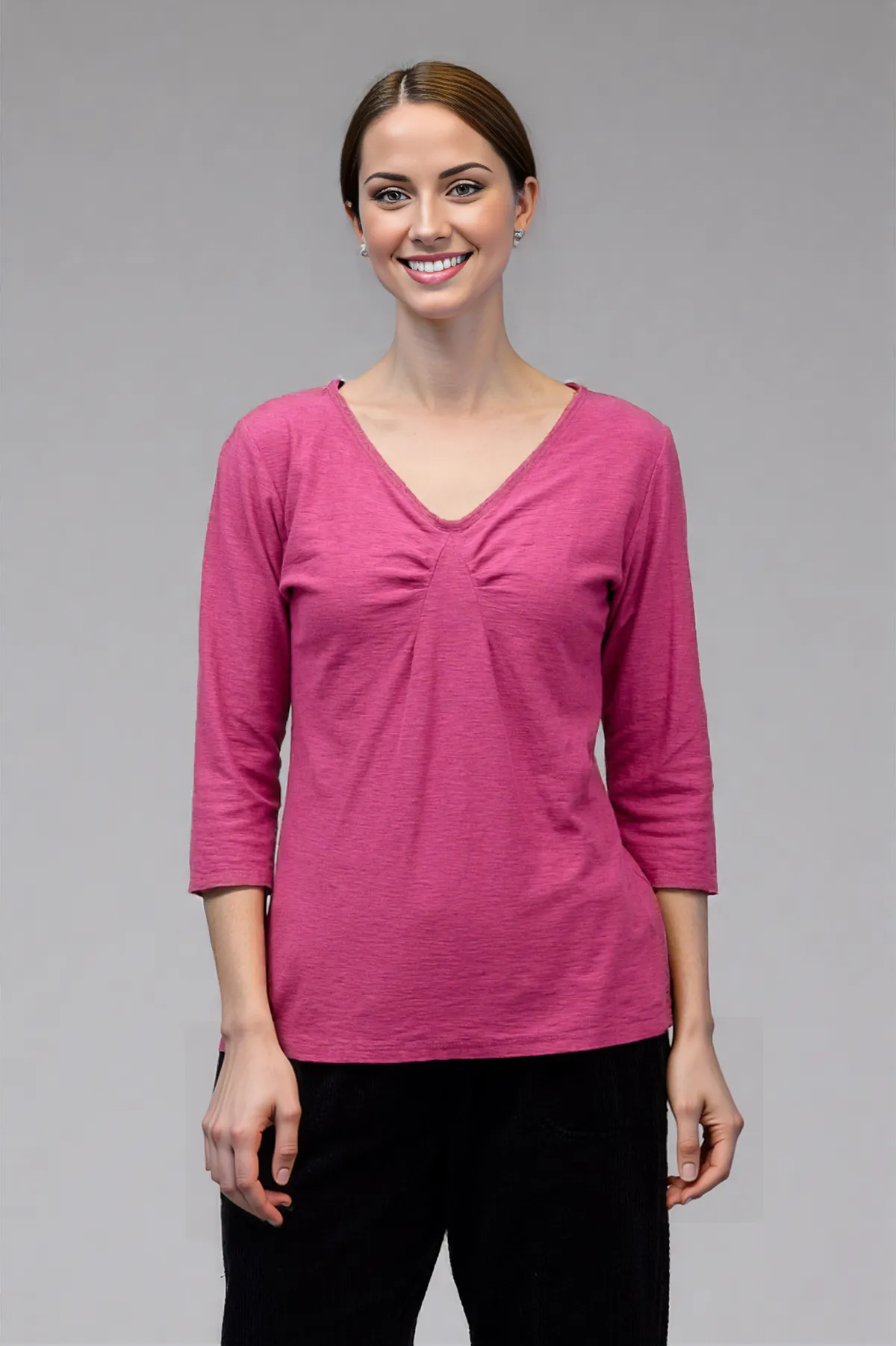Cut Loose Linen Cotton Jersey Tuck Front Tee Fall 2025-Special Order