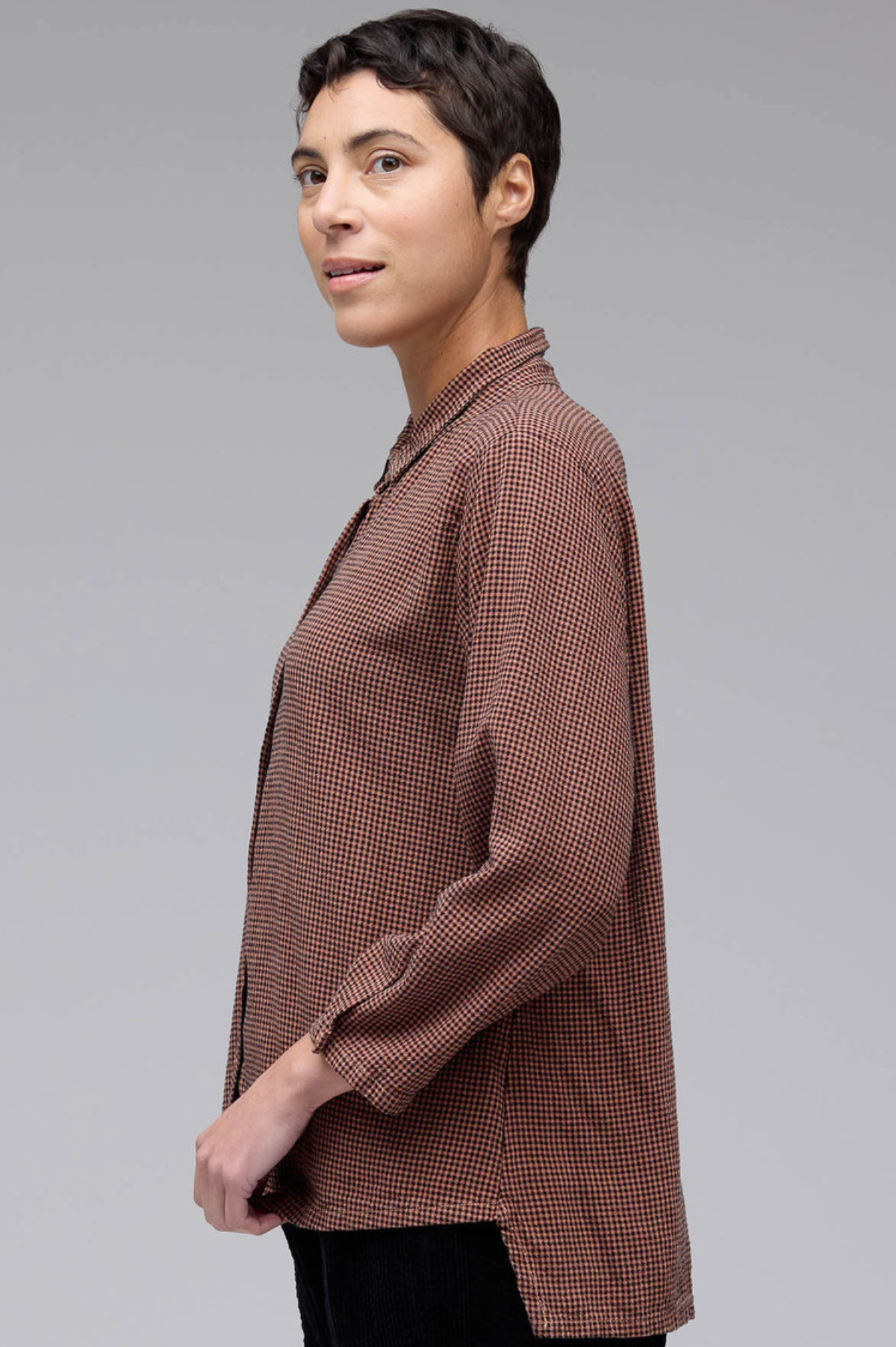 Cut Loose Fall Mini Check Hi-Low Crop Shirt Fall 2025-Special Order