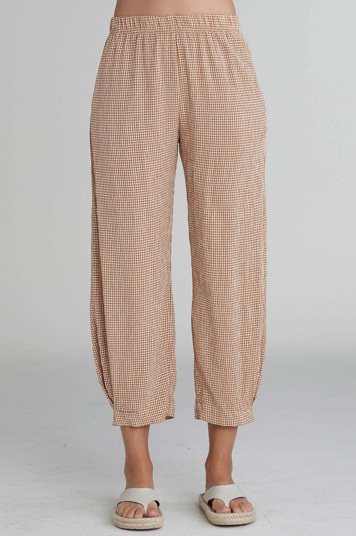 Cut Loose Crinkle Check Side Pleat Pant-Verde Green