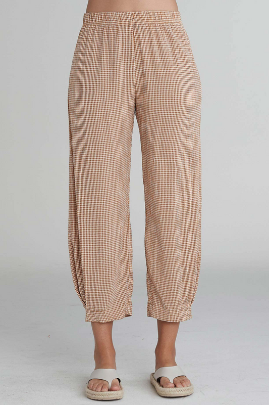 Cut Loose Crinkle Check Side Pleat Pant-Verde Green