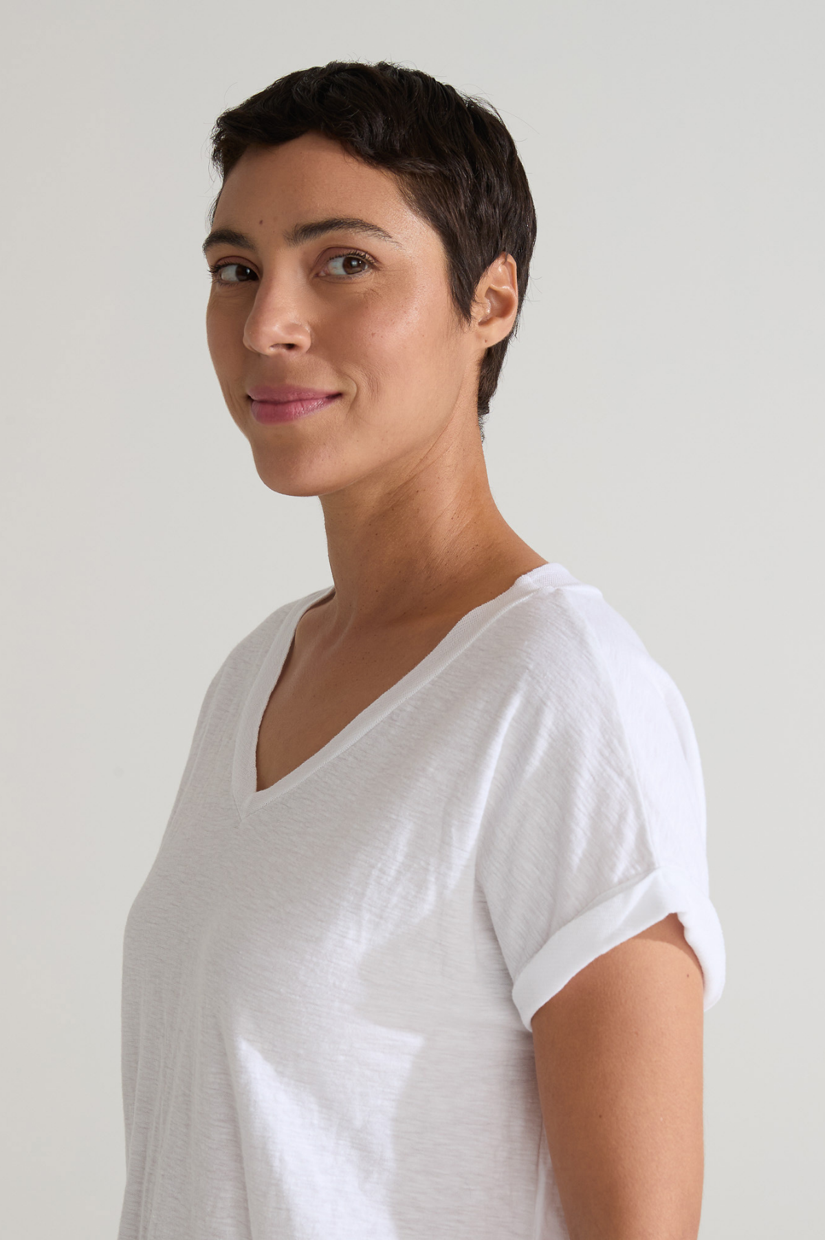 Cut Loose Linen Cotton Jersey V-Neck Cap Tee Summer 2025- Special Order