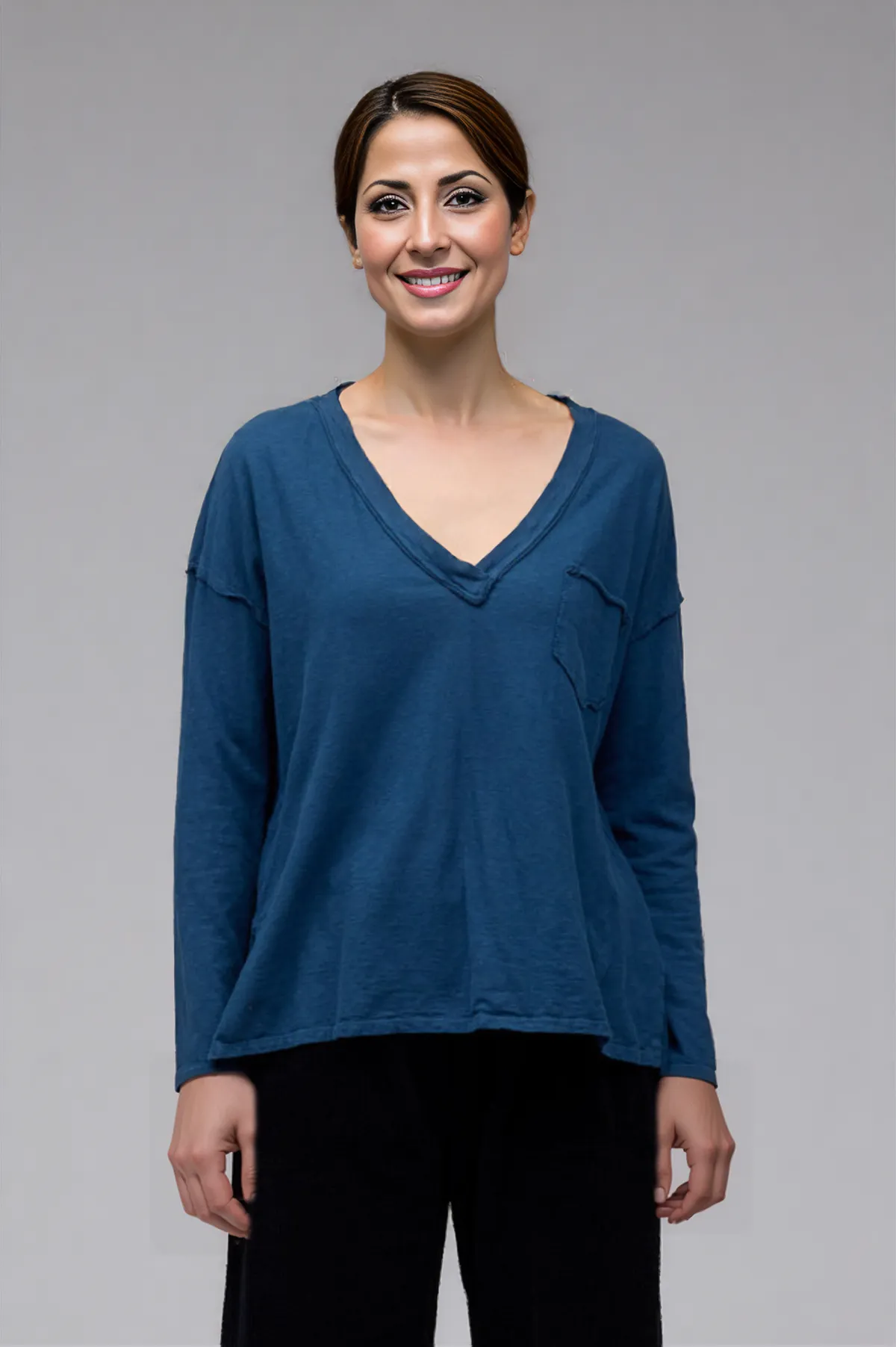 Cut Loose Linen Cotton Jersey Deep V Top Fall 2025-Special Order