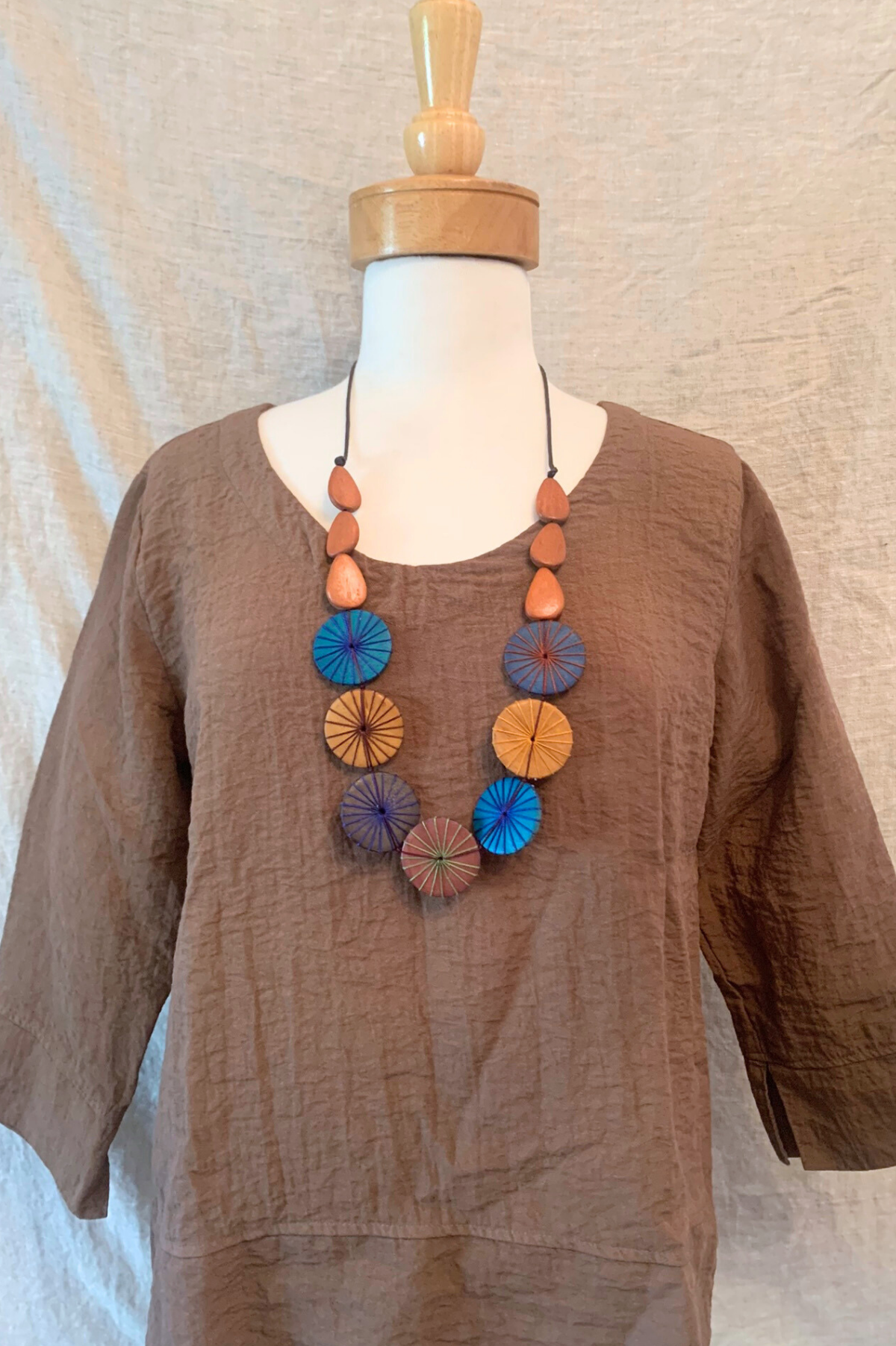 Lucia Wood Bead Necklace