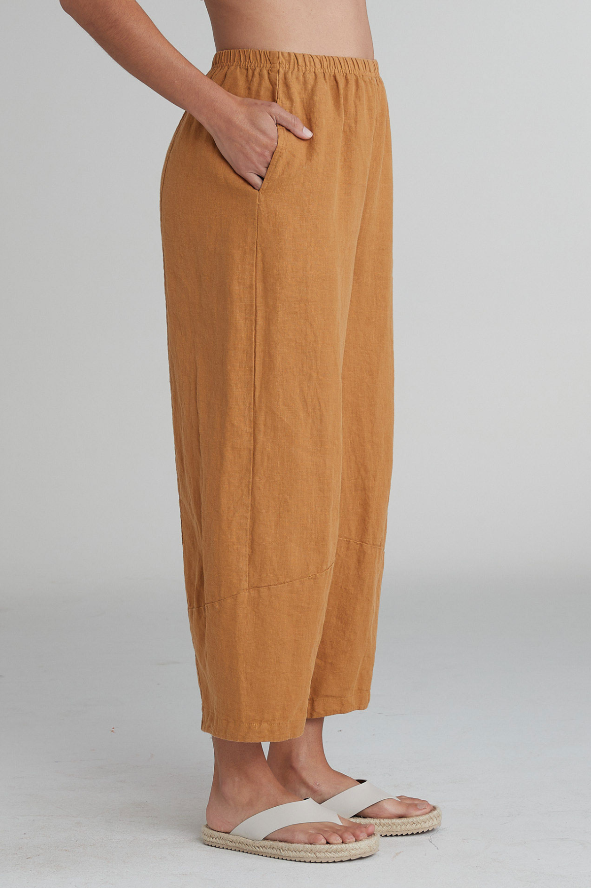 Cut Loose Solid Linen Lantern Pant-Moonlight