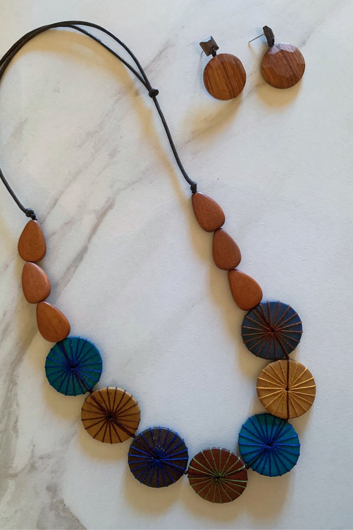 Lucia Wood Bead Necklace