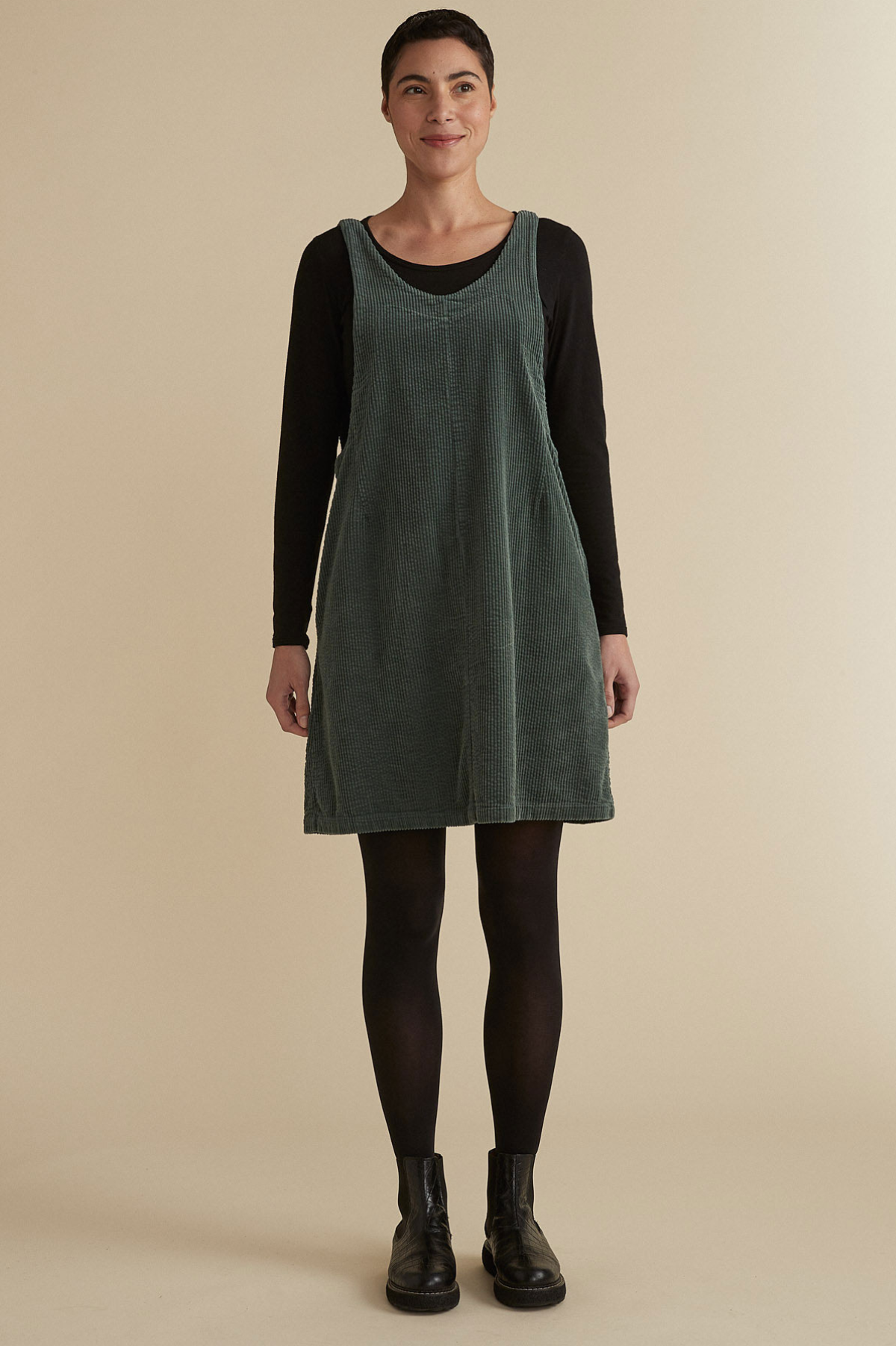 Cut Loose Clothing Lux Cord Dress Overalls-Black