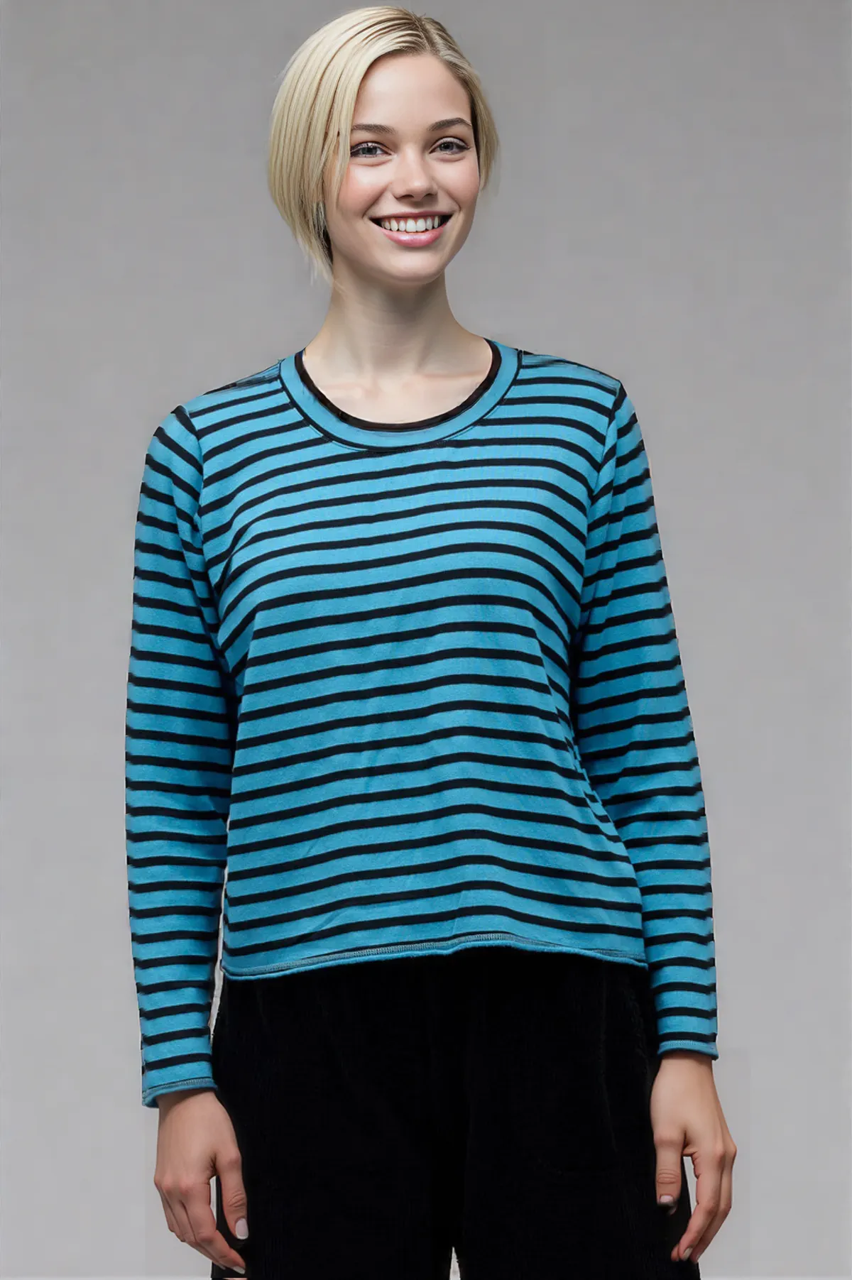 Cut Loose Black Stripe Fleece Cropped Sweatshirt Fall 2025-Special Order