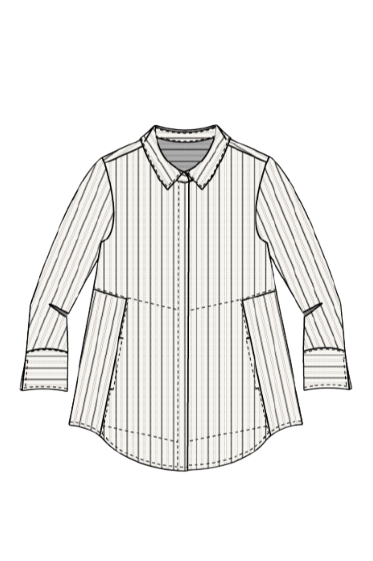 Habitat Clothing Perfect East Side Stripes Hidden Placket Shirt - thread to cloth