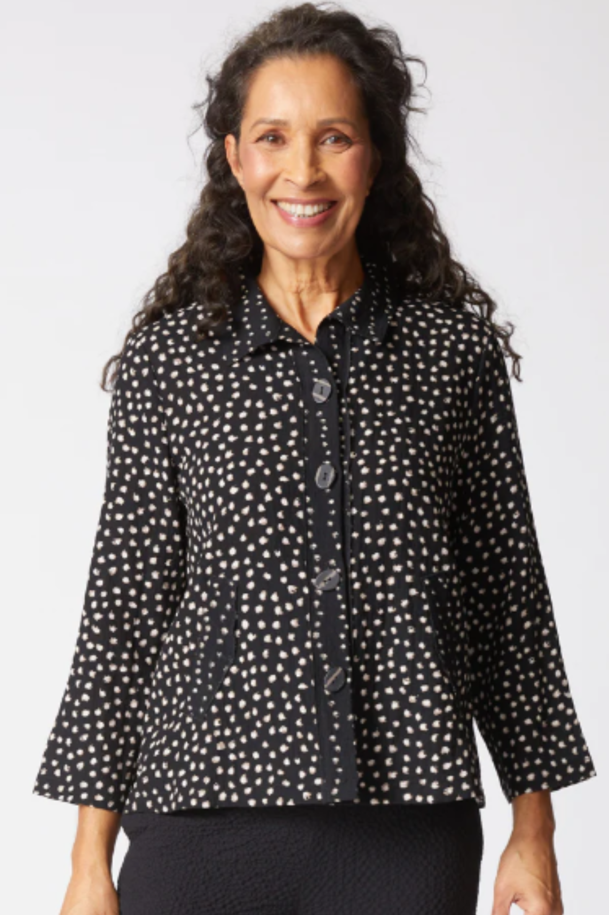 Habitat Clothing Express Dot Mix Pleat Back Jacket Top