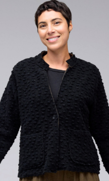 Cut Loose Clothing Pebbled Boiled Wool Crop Aline Jacket