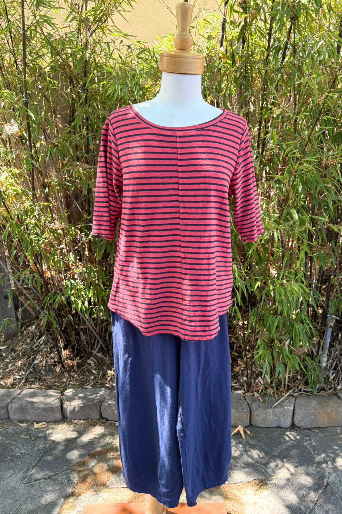 Cut Loose Fall Linen Cotton Jersey Cropped Pant w/Darts-Ink Jet