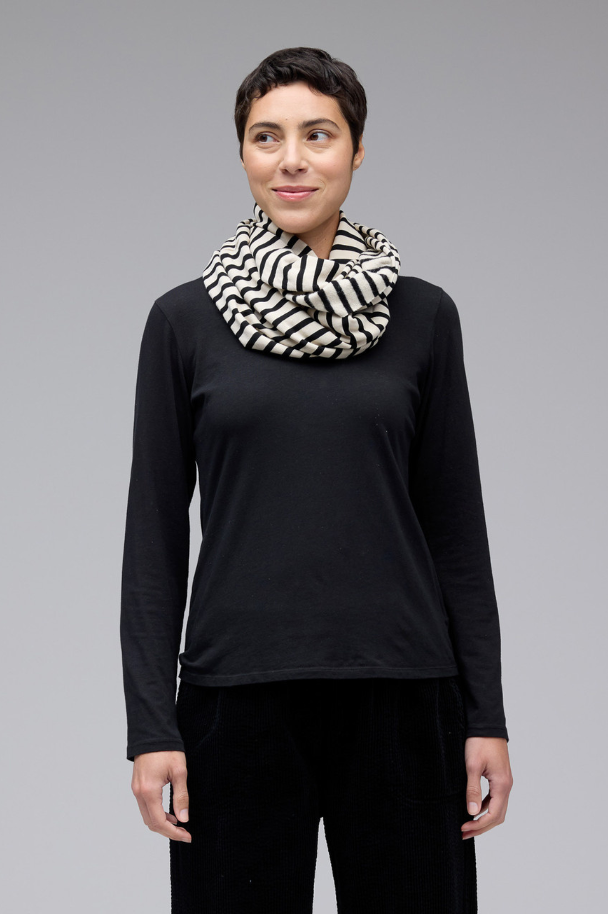 Cut Loose Black Stripe Fleece Cowl Scarf Fall 2025-Special Order