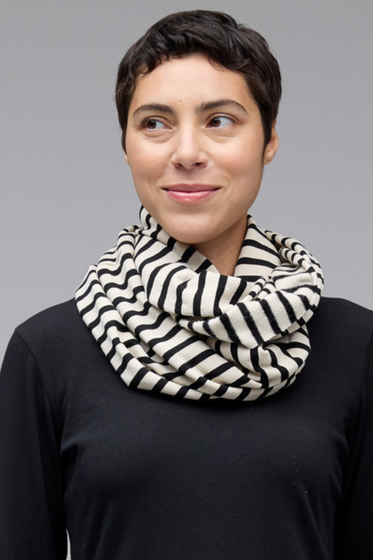 Cut Loose Black Stripe Fleece Cowl Scarf Fall 2025-Special Order