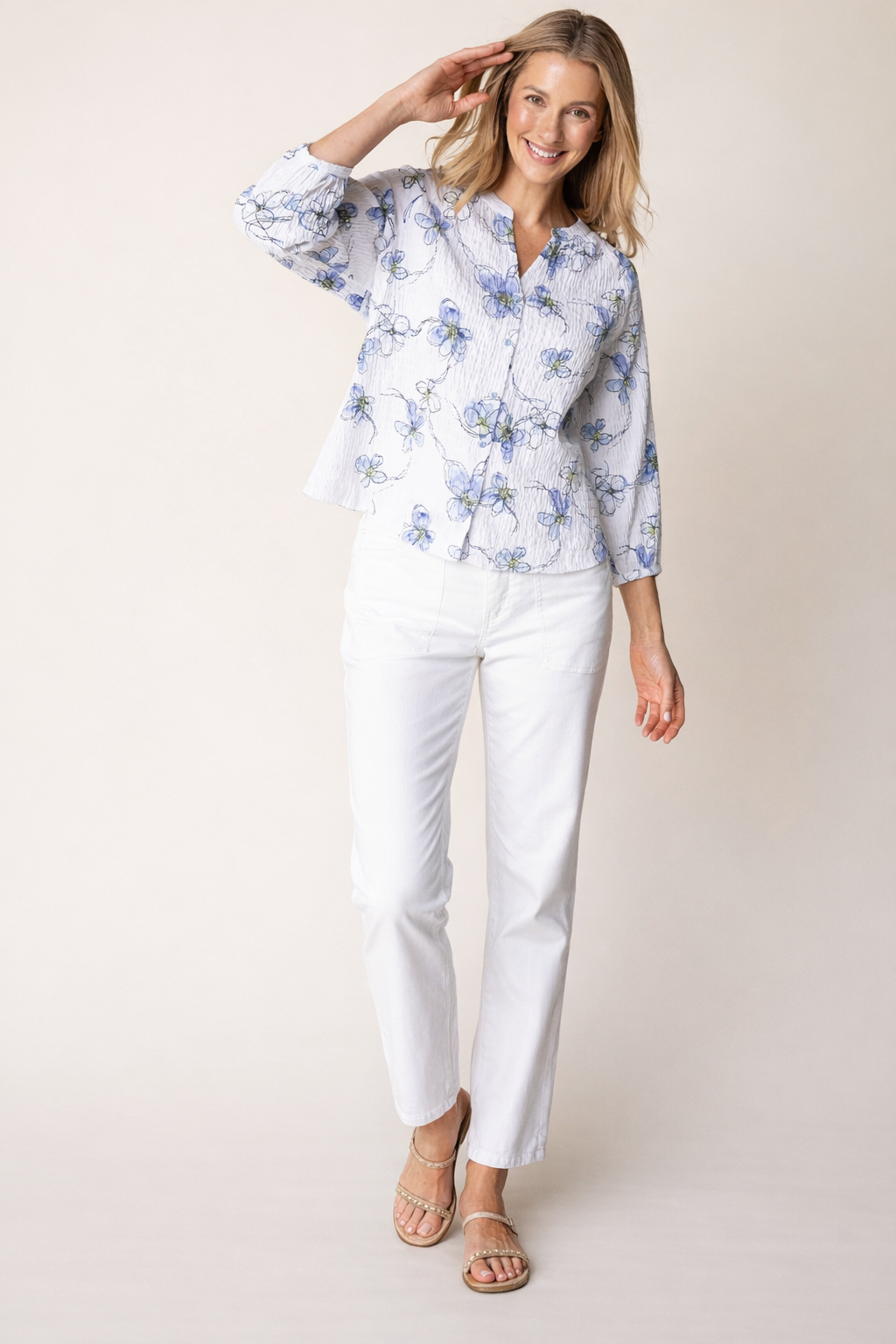 Habitat Clothing Crinkle Cotton Wildflower Romance Shirt