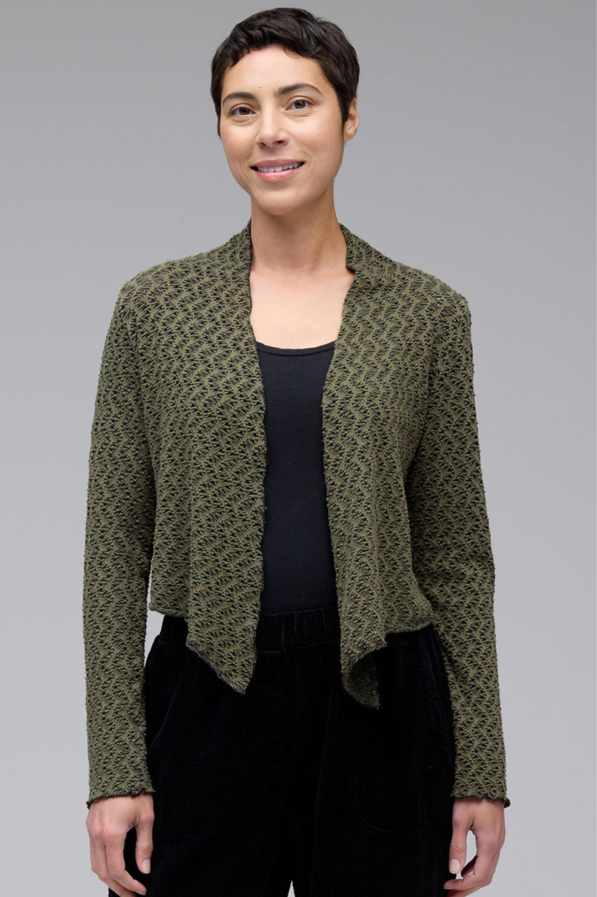 Cut Loose Black /Natural Crochet Cropped Cardigan Fall 2025-Special Order