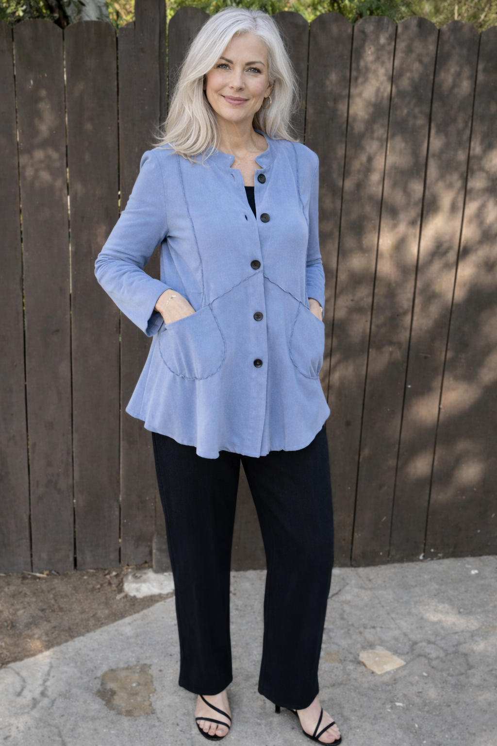 Focus French Terry Jacket-Dusty Blue