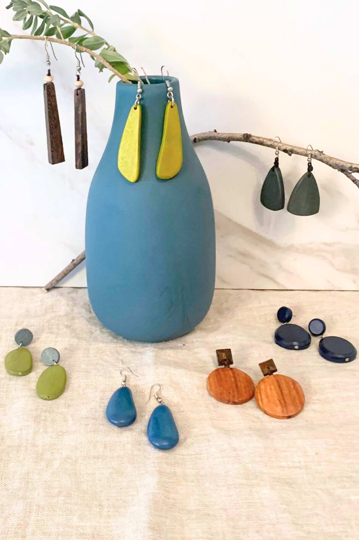 Pagosa Green & Gray Wood Earrings