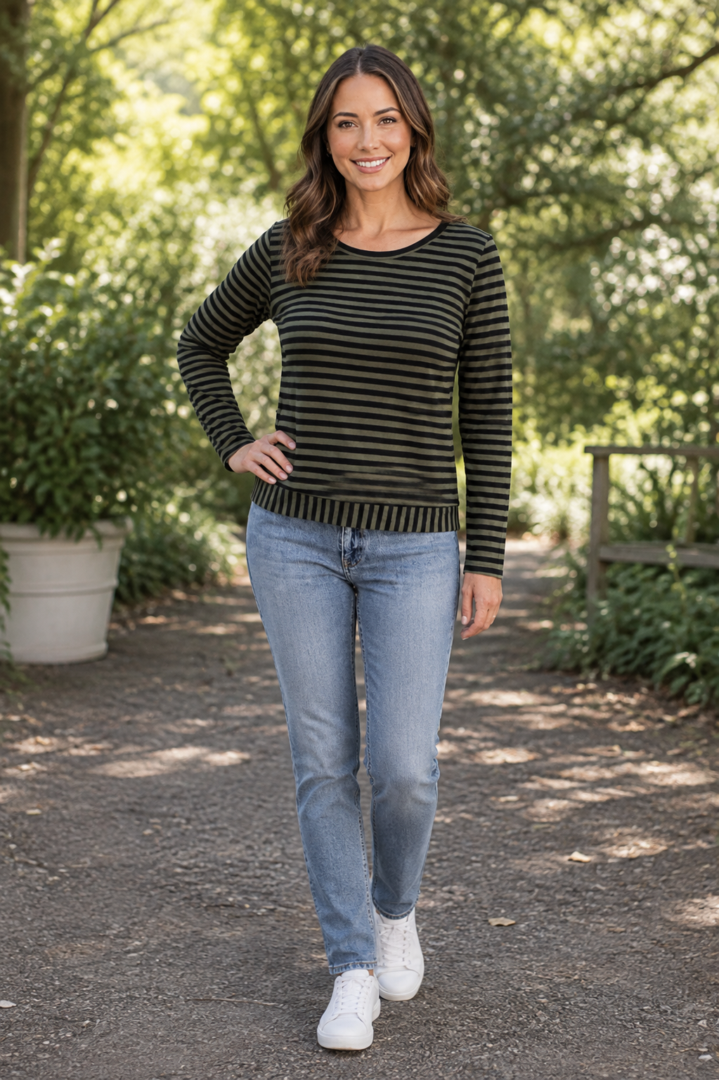 Cut Loose Clothing Black Stripe Cropped Top -Kelp - thread to cloth