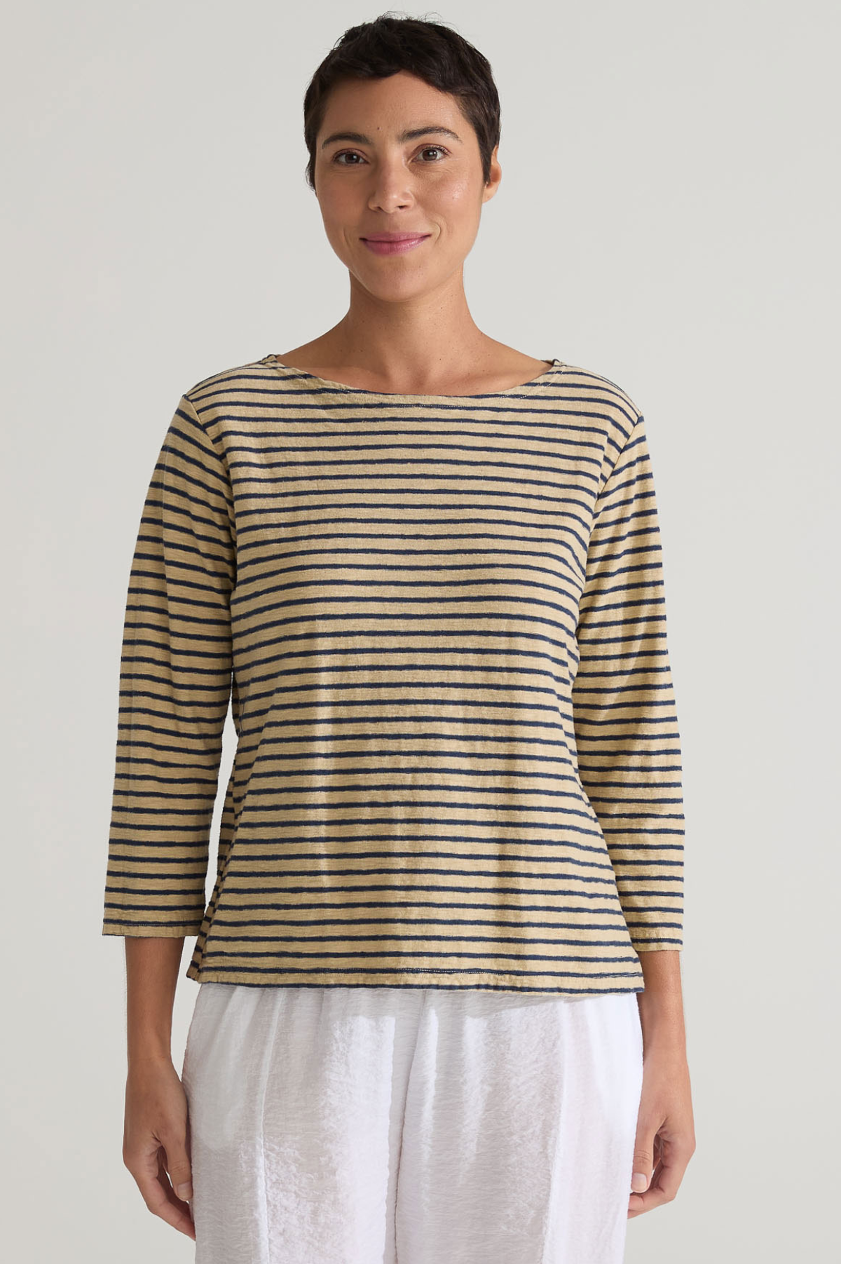 Cut Loose Navy Stripe 3/4 Boatneck Top Summer 2025- Special Order