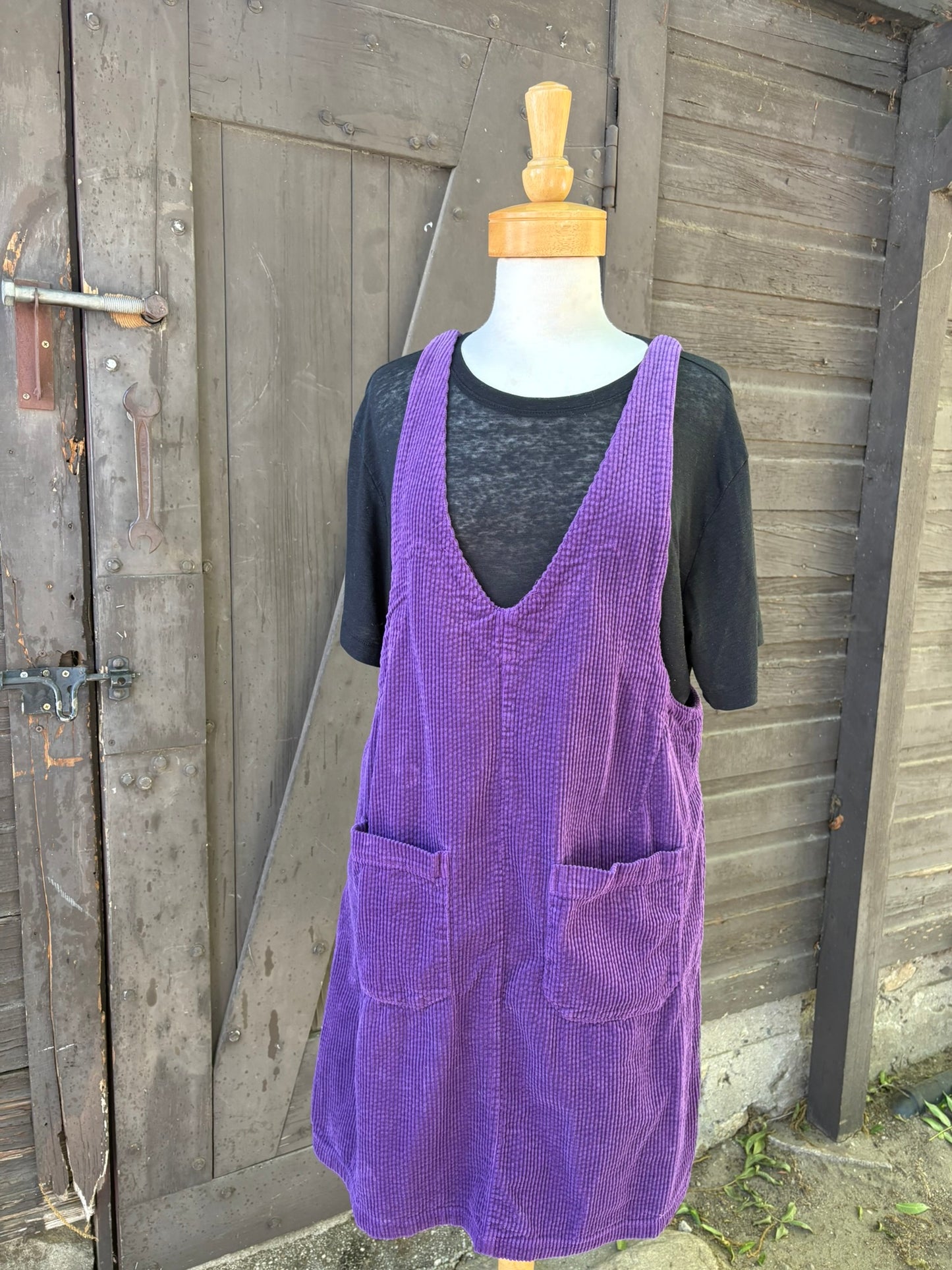 Cut Loose Lux Cord Dress Overalls-Mulberry