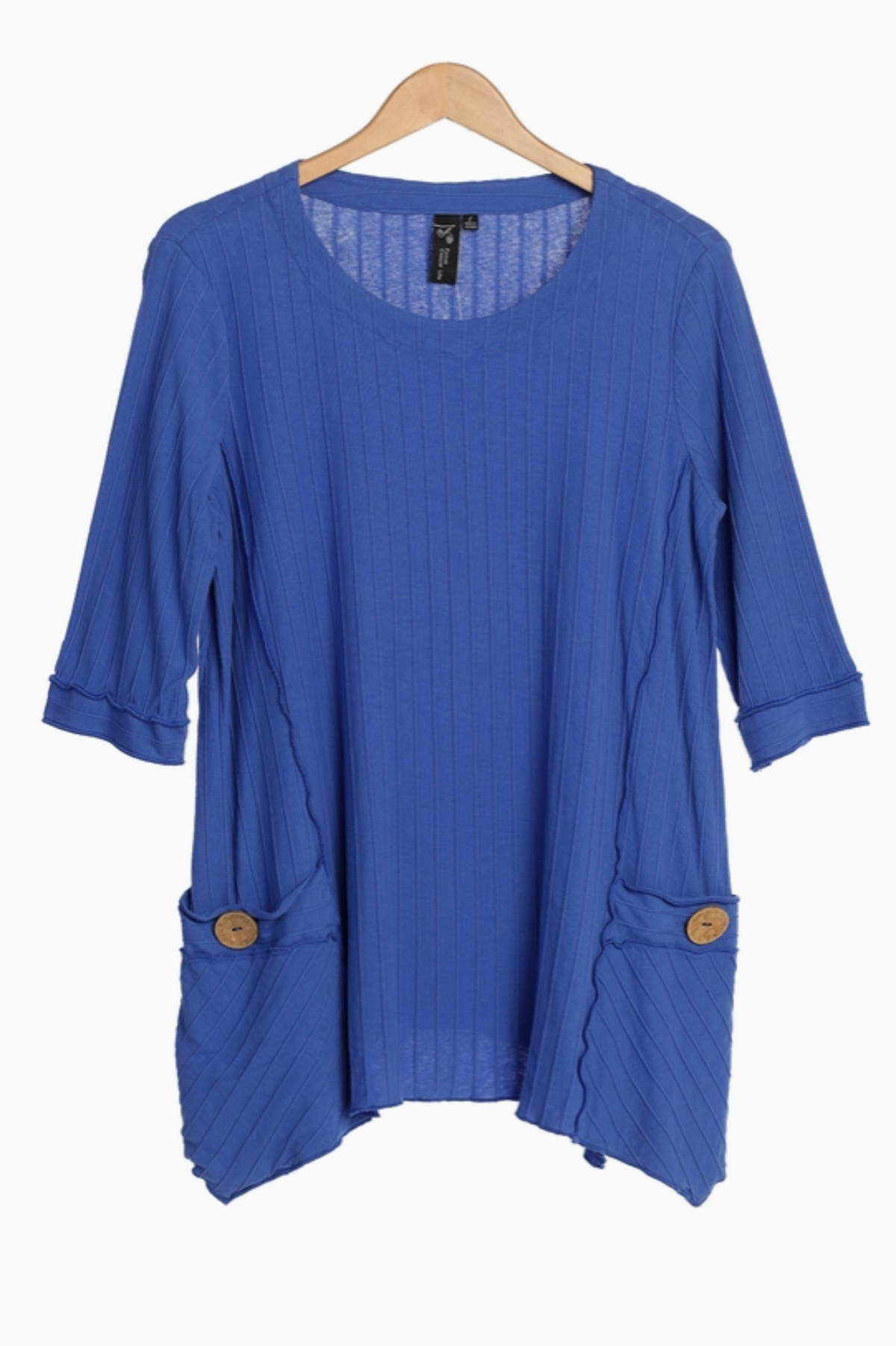 Focus Fashions Ribbed Cotton Two Pocket Tunic-Violet