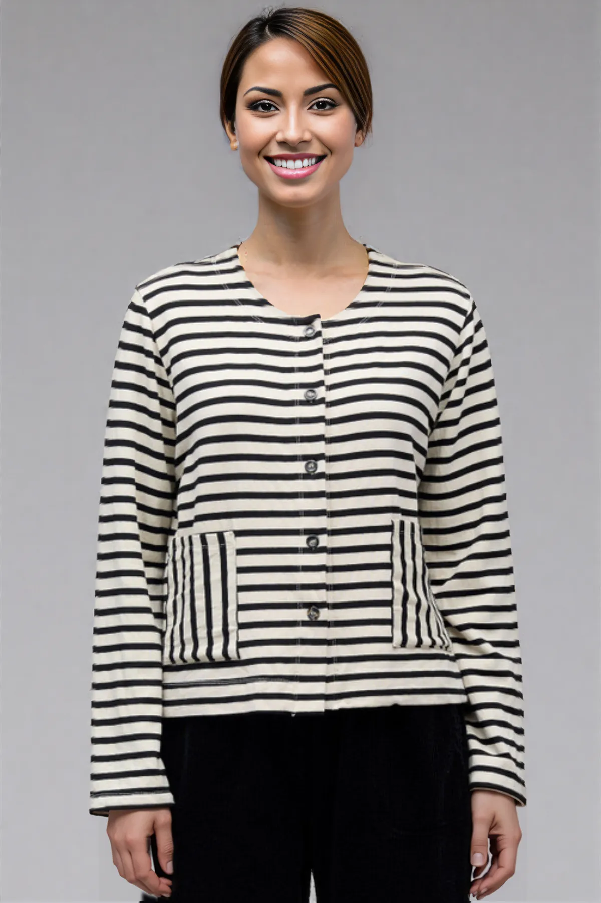 Cut Loose Black Stripe Fleece Cropped Jacket Fall 2025-Special Order