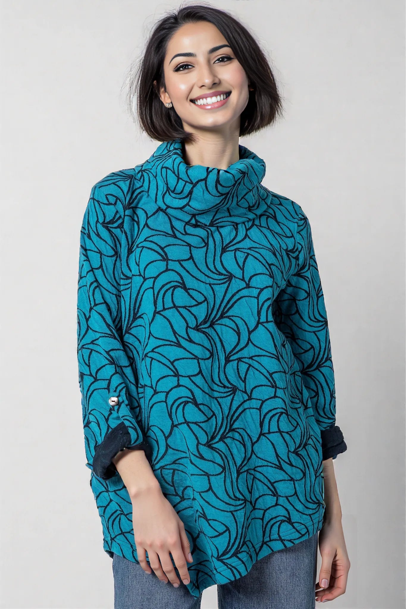 Komil Clothing Cowl Top Petal Teal
