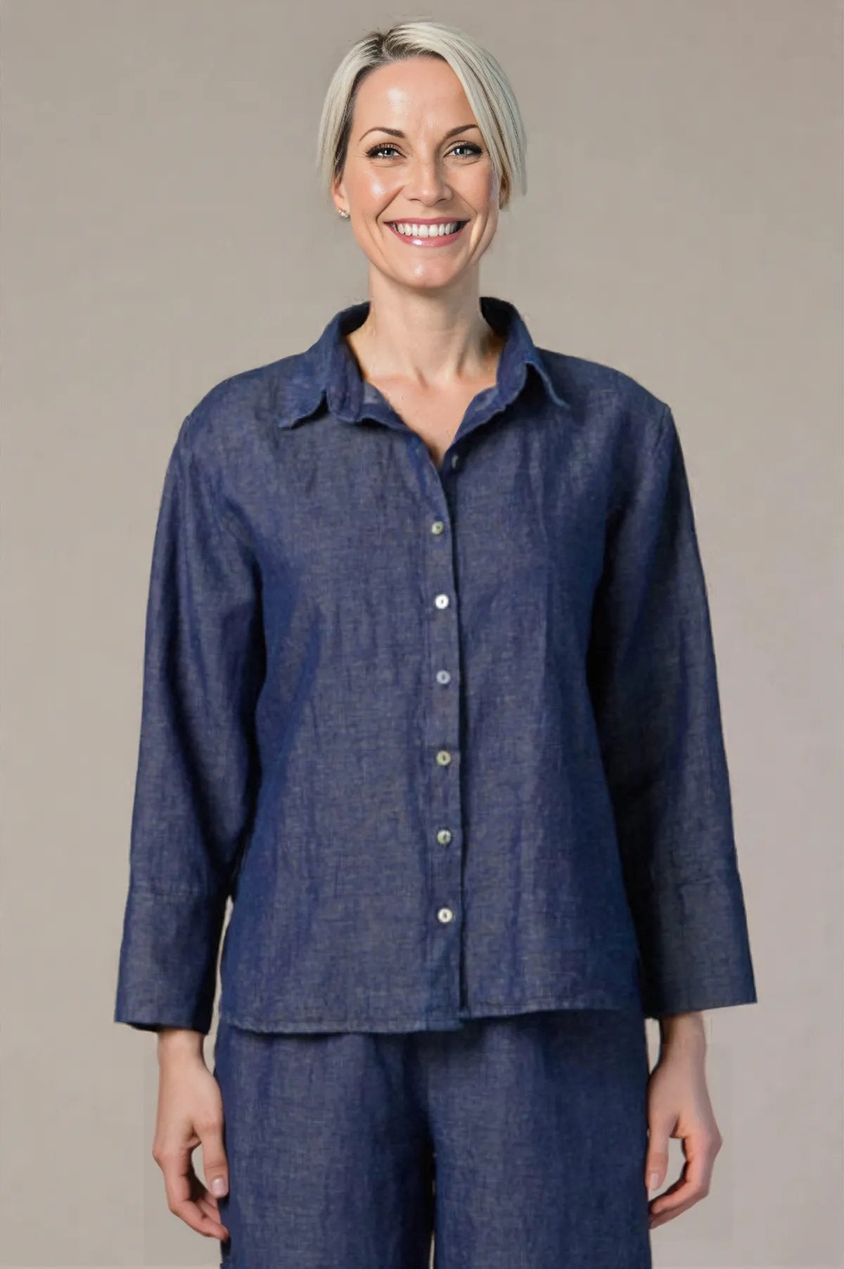 cut loose crop easy shirt in denim