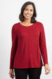 Habitat Clothing Cobblestone Knit Seamed Front Tee in Scarlet