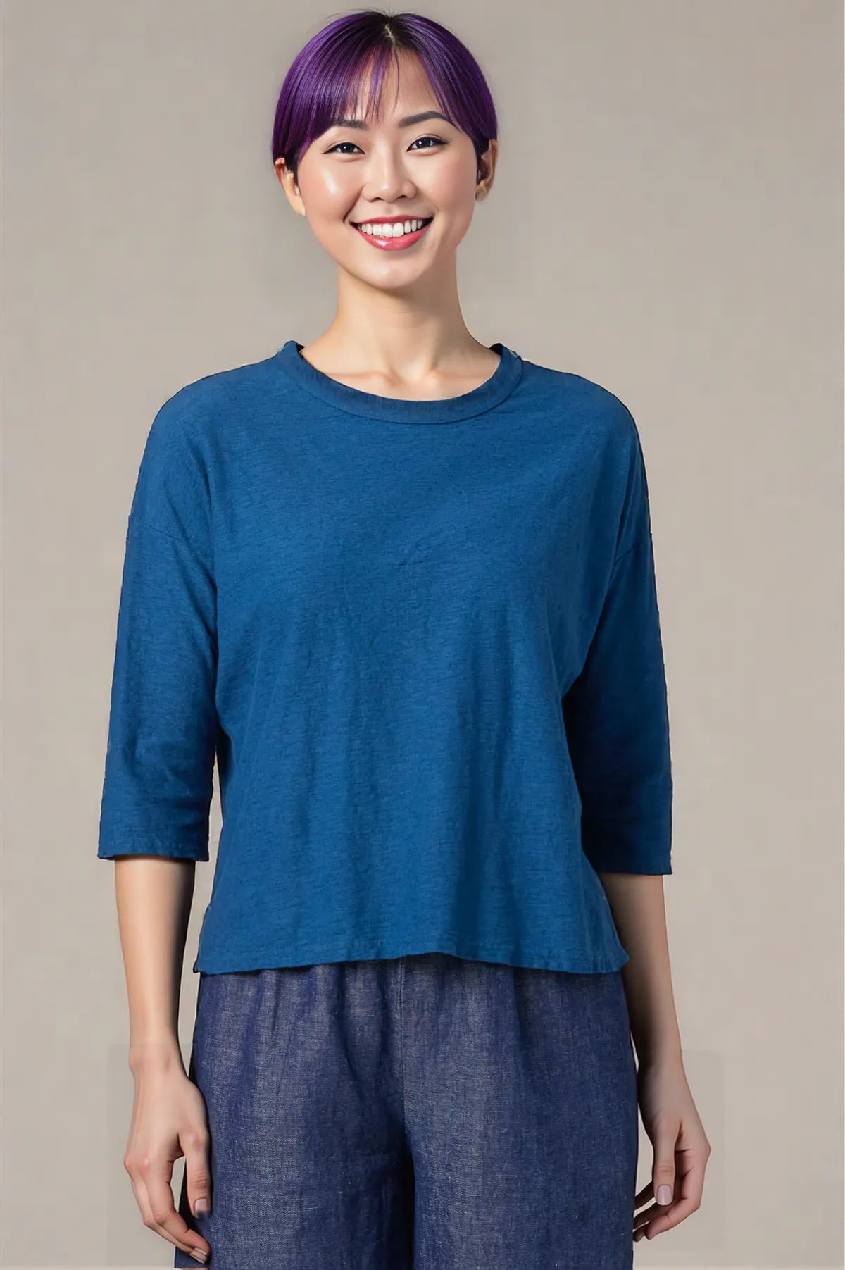 Linen Cotton Jersey Drop Shoulder Tee by cut loose