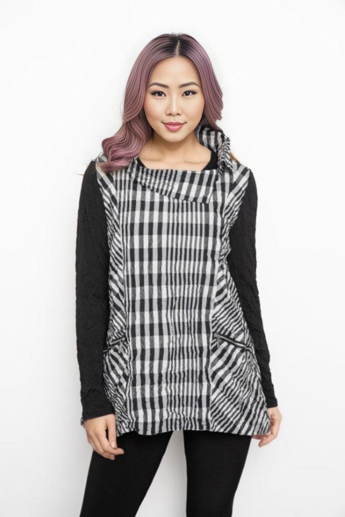 LIV by Habitat Perfect Sculpt Plaid Mixed Media Tunic