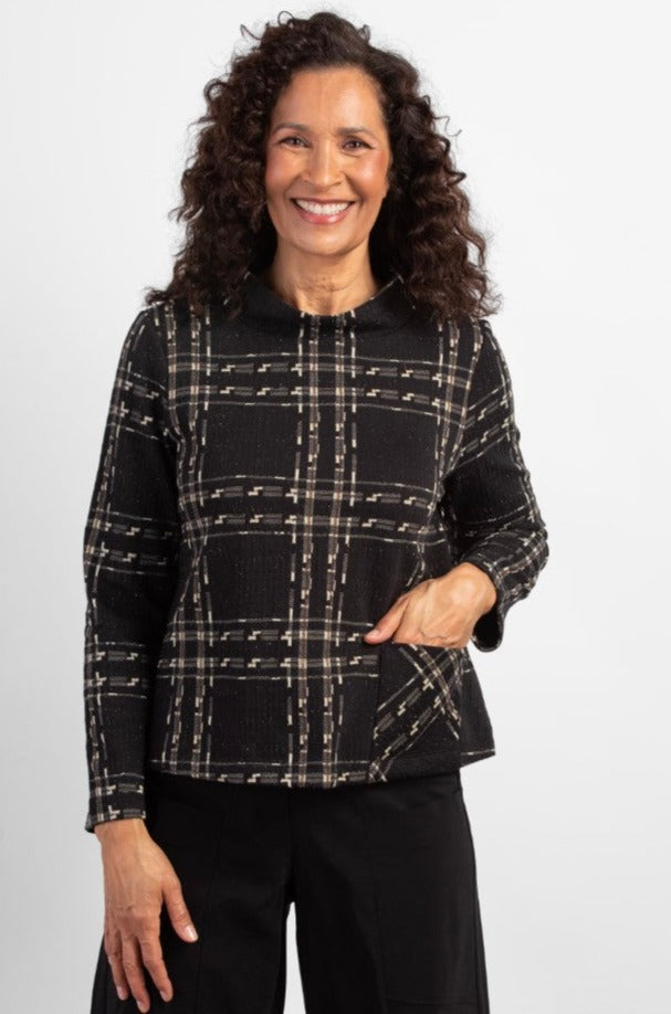 Habitat Clothing Windowpane Speckle Knit Mixed Pullover Media