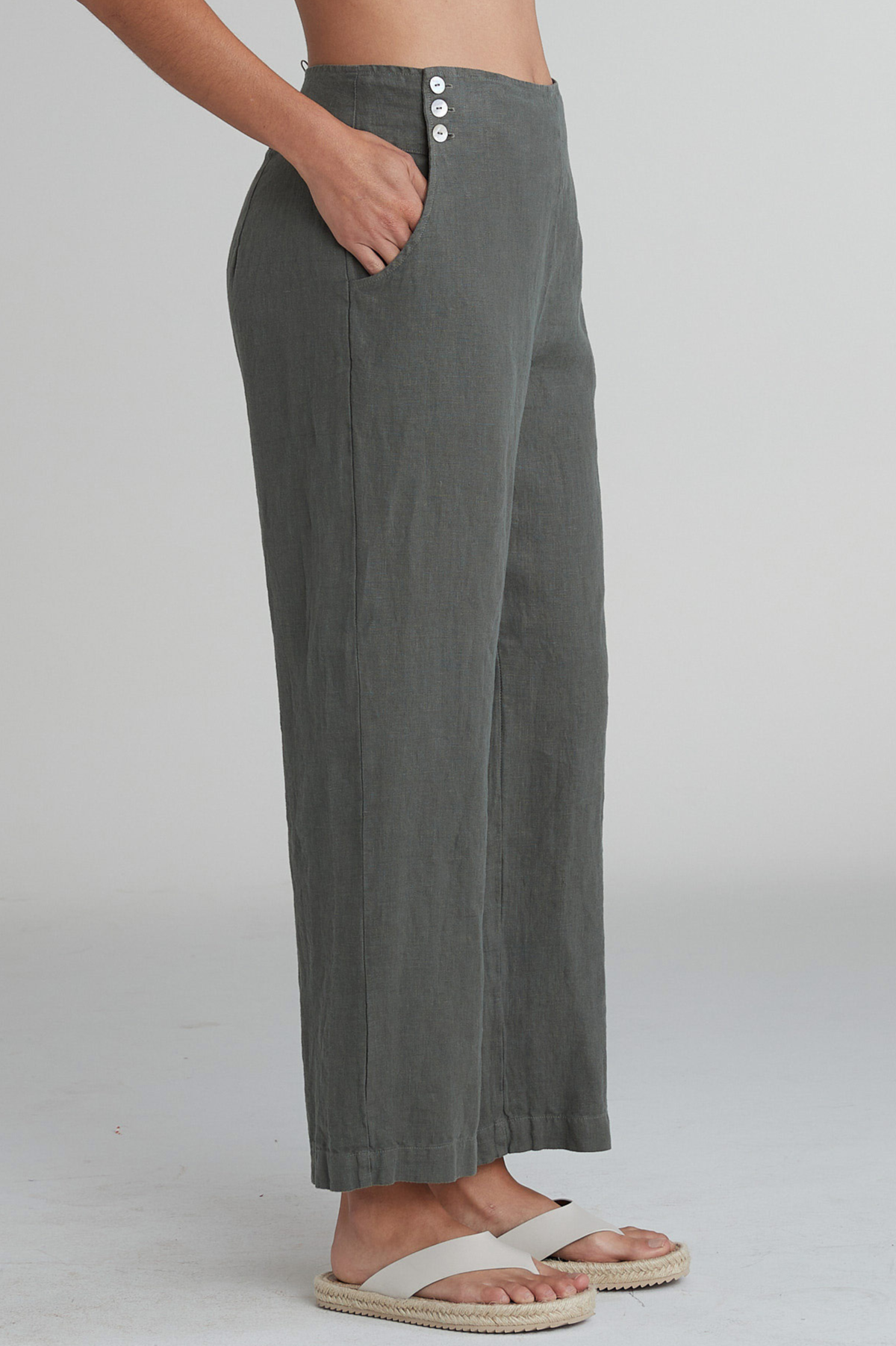 Cut Loose Solid Linen Button Trouser Pant Spring 2025- Special Order