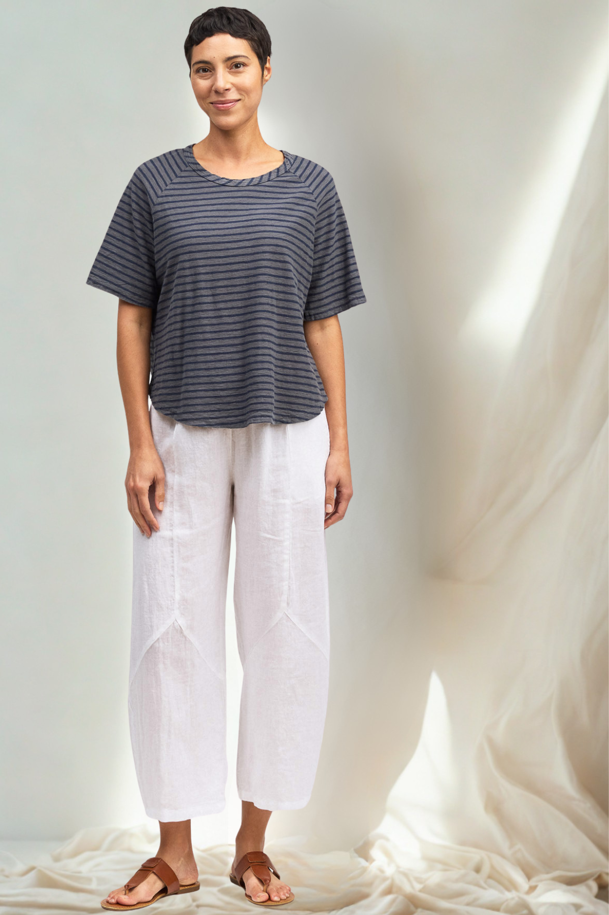 Cut Loose Navy Stripe Boxy Raglan Top Summer 2026- Special Order - thread to cloth