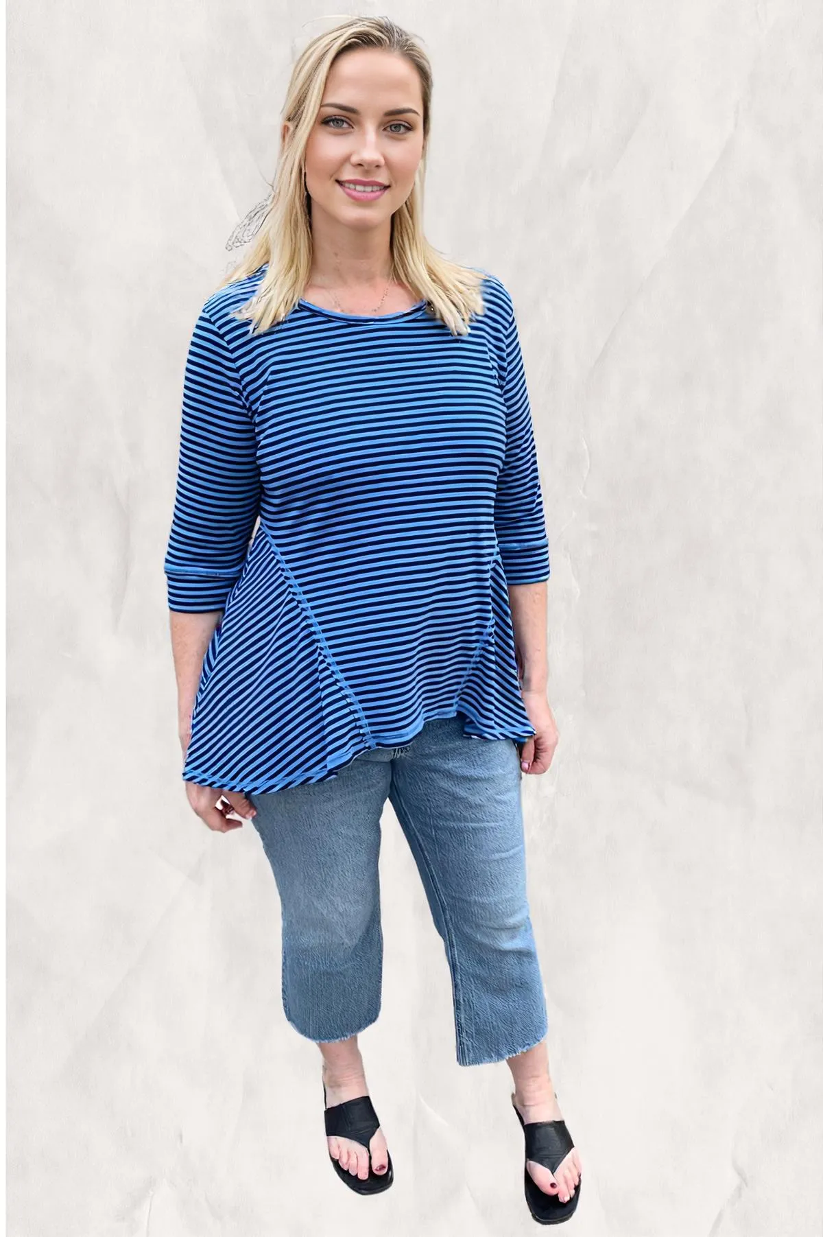 Color Me Cotton Navy Stripe Tunic by CMC Click