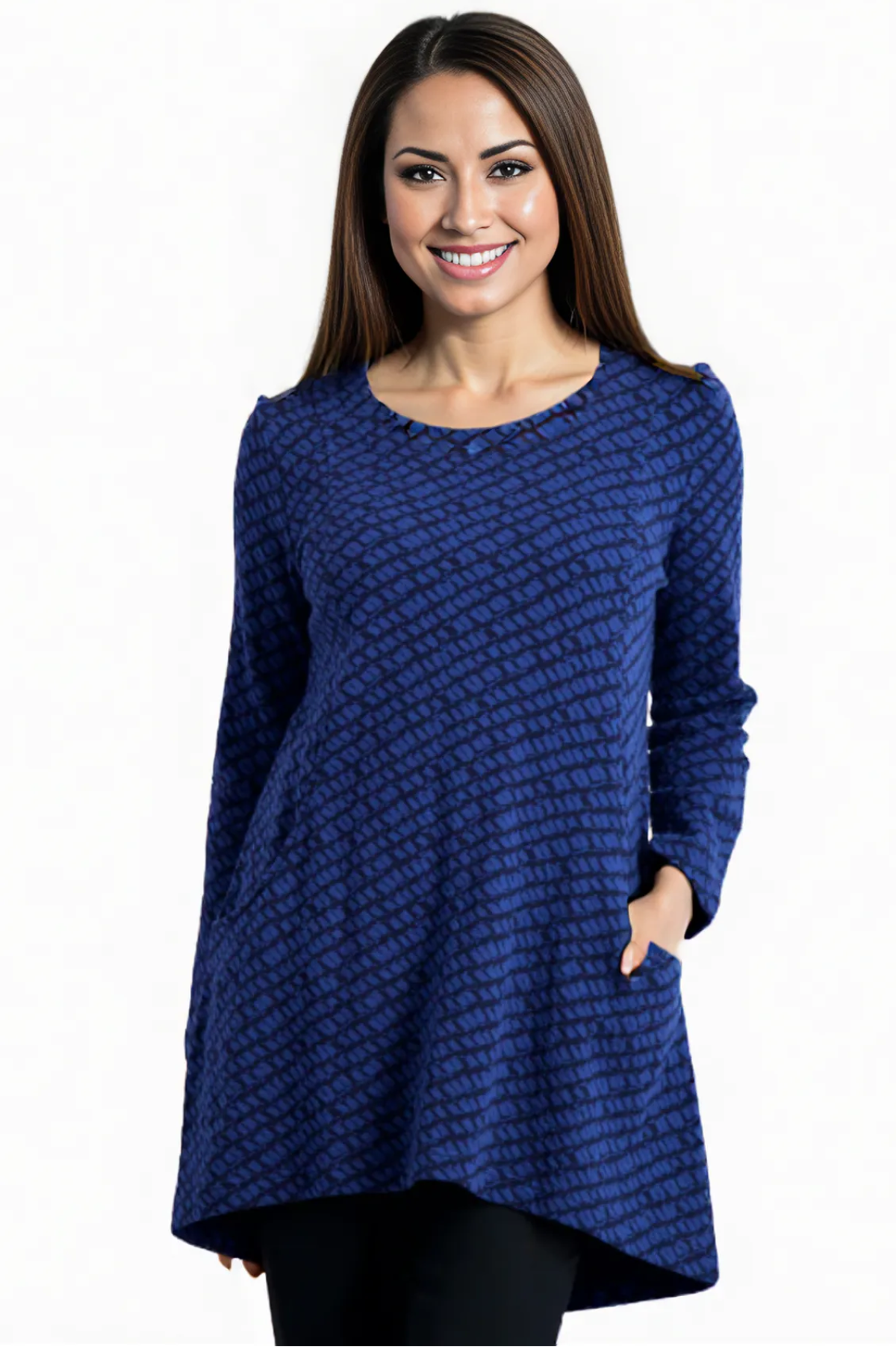 Komil Loki Weave Tunic Top-Colbalt