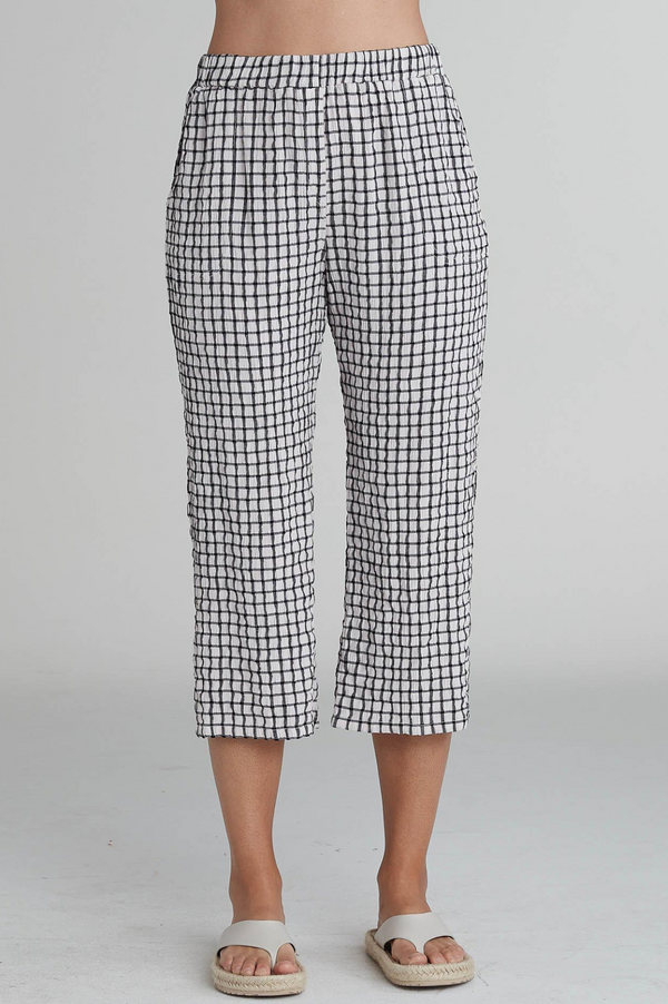 Cut Loose Crinkle Plaid Easy Crop Pant Spring 2025- Special Order