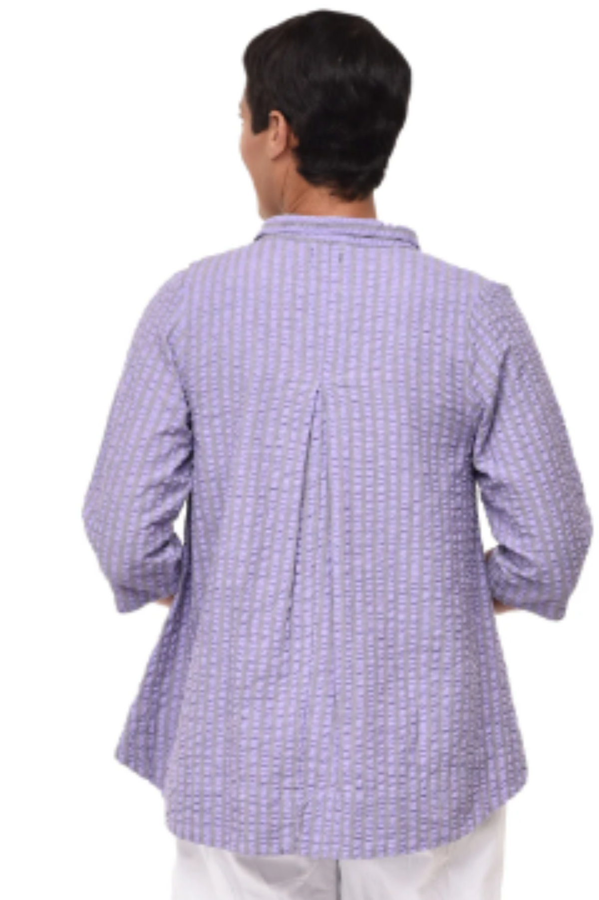 Tulip Clothing Grayson Top in Sully Seersucker Stripe-Lavender