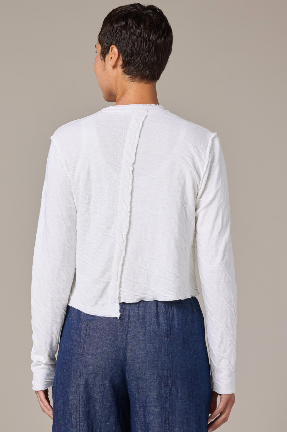 Cut Loose Grey Strope Doublecloth Crop Cardigan