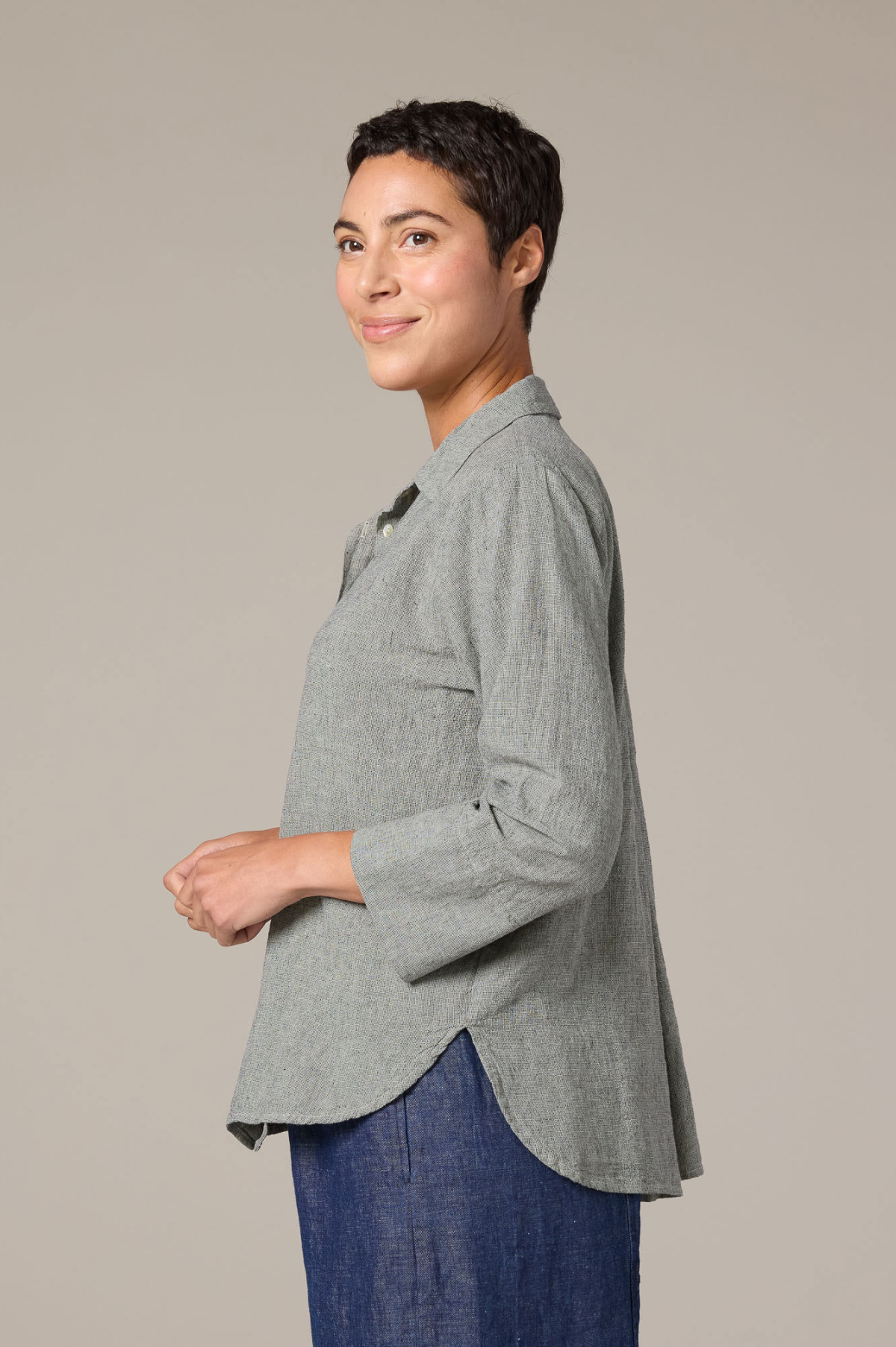 Cut Loose Crosshatch Linen Cotton Crop Easy Shirt Spring 2026