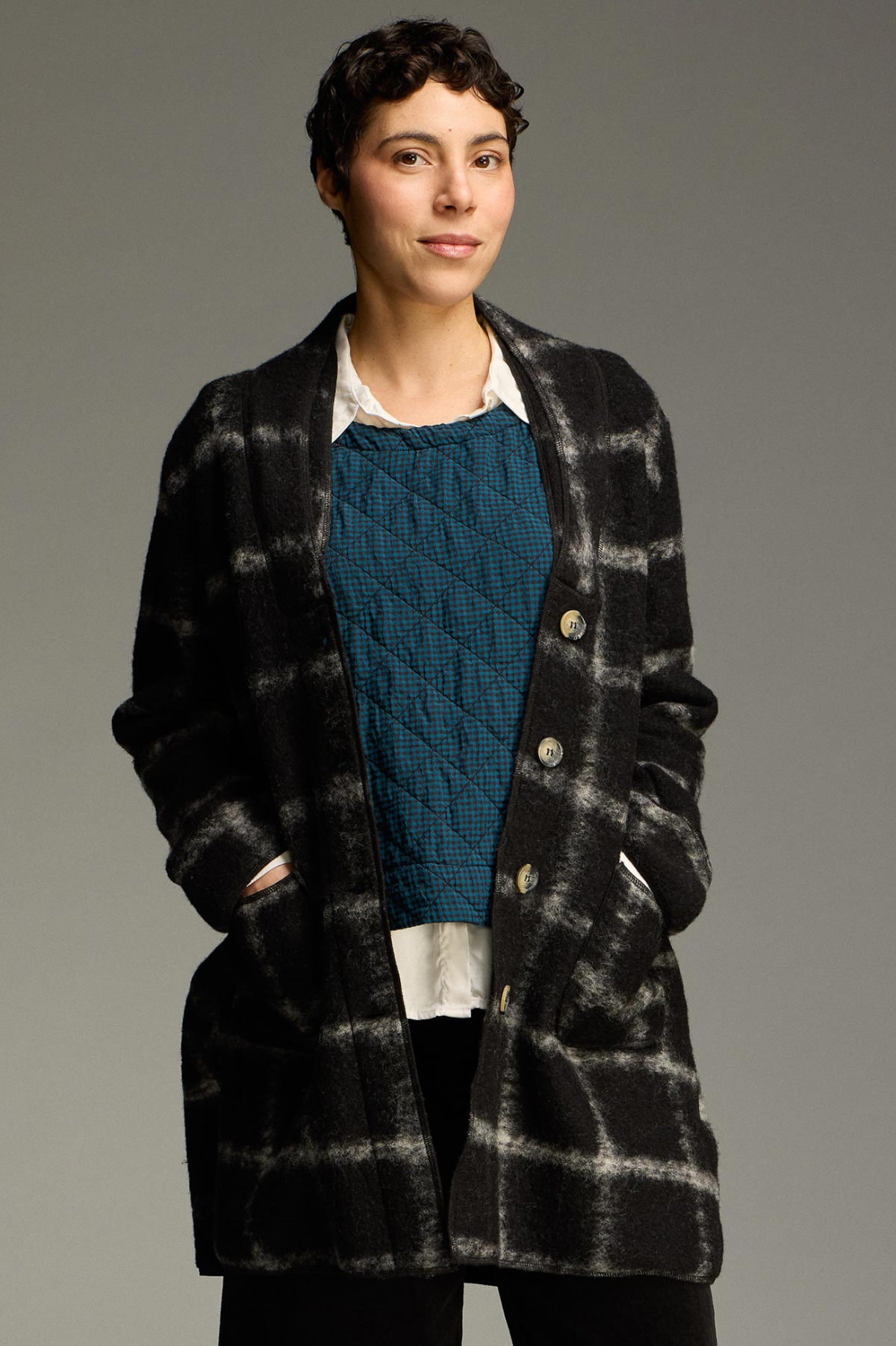 Cut Loose Plaid Hooded Mid-Length Coat 2026- Special Order