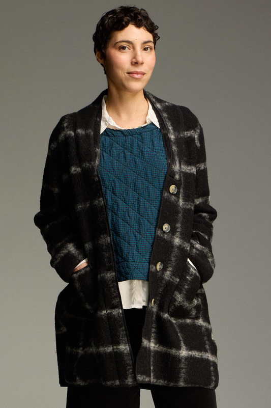 Cut Loose Plaid Hooded Mid-Length Coat 2026- Special Order