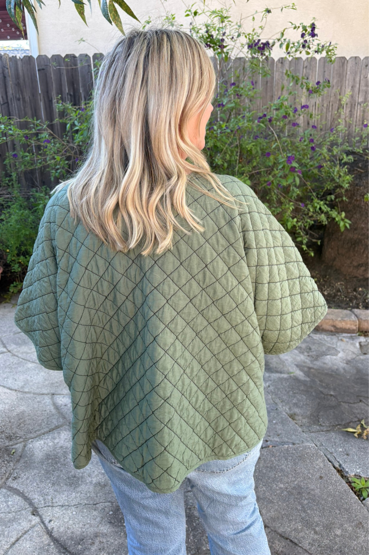 Cut Loose Clothing Quilted Parachute Shawl Cardi Fall -Succulent