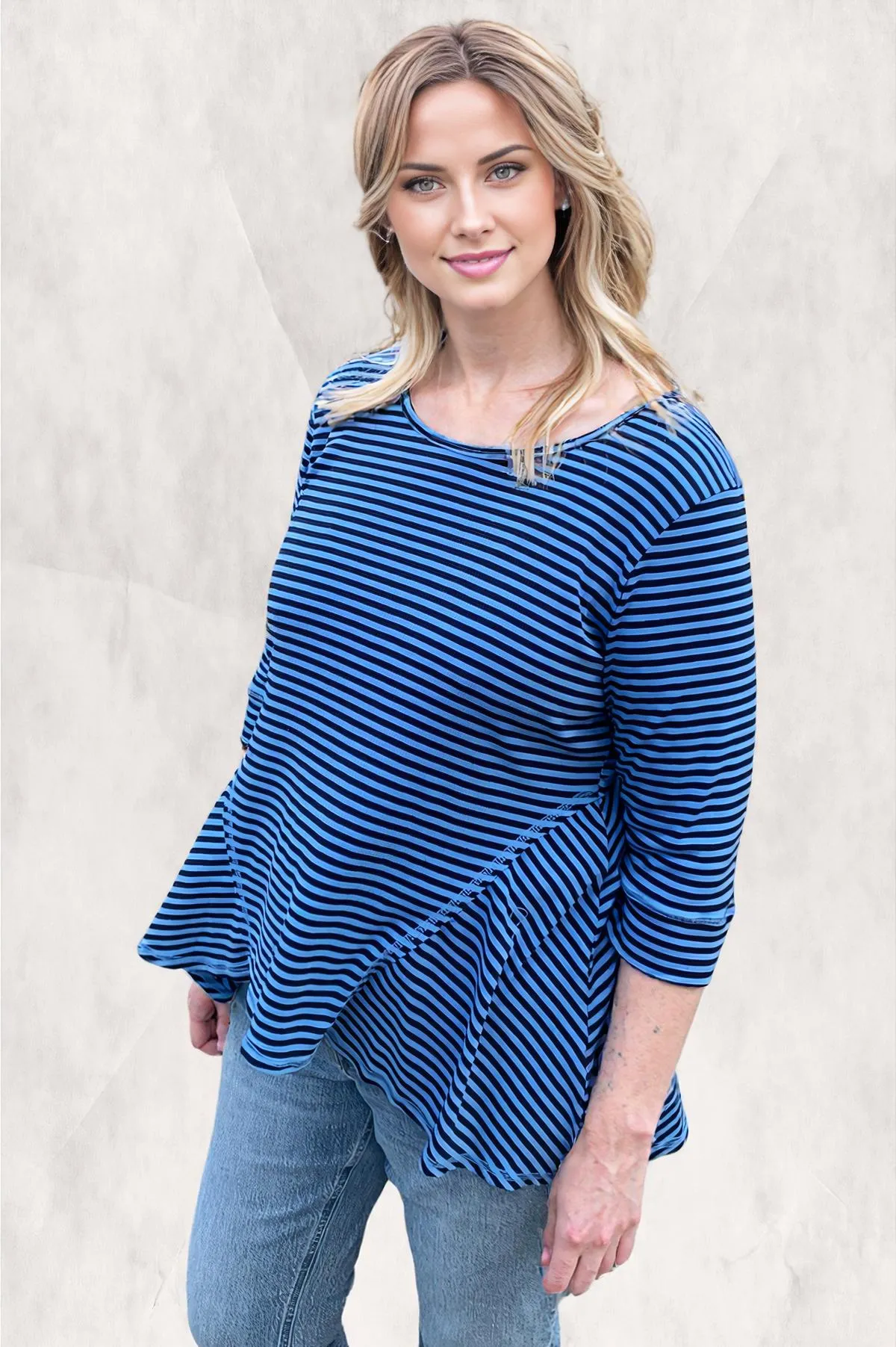 Color Me Cotton Navy Stripe Tunic by CMC Click