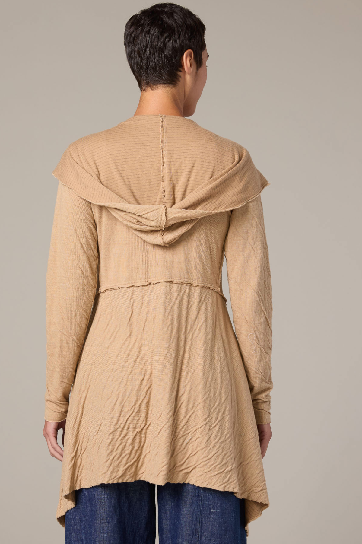 Grey Stripe Doublecloth Hooded Jacket by cut loose