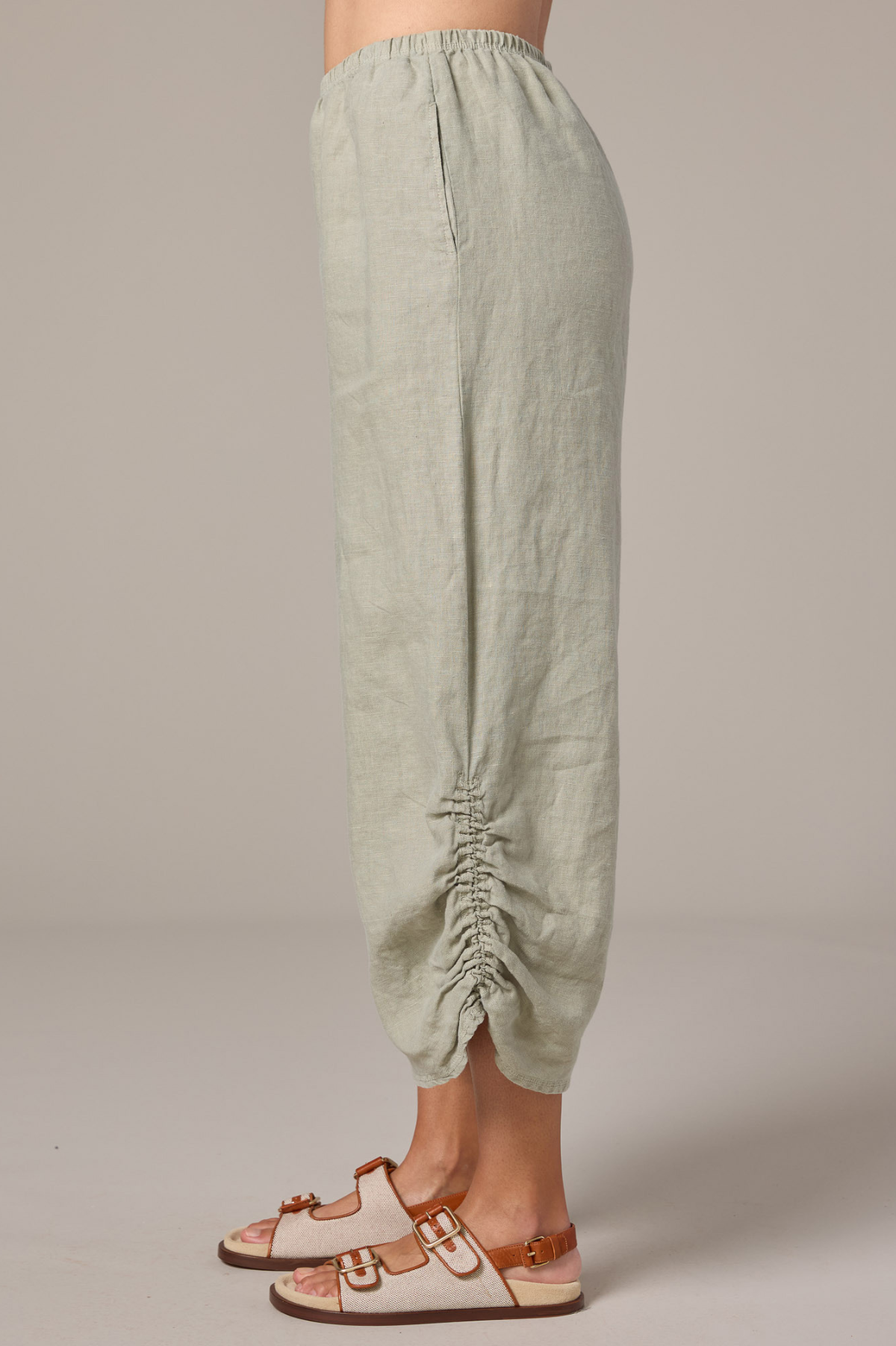 Cut Loose Solid Linen Ruched Pant w/ Pockets Spring 2026- Special Order - thread to cloth